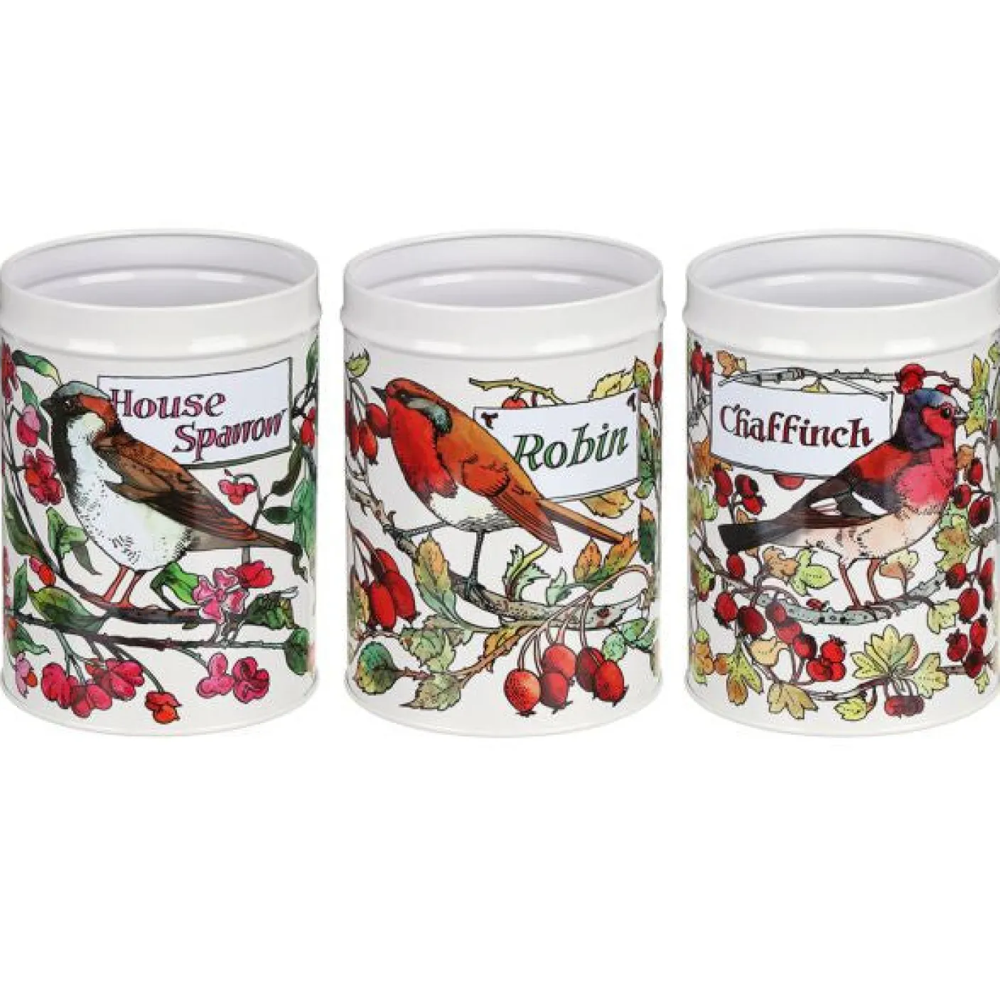 Birds in the Hedgerow Set of 3 Round Caddies