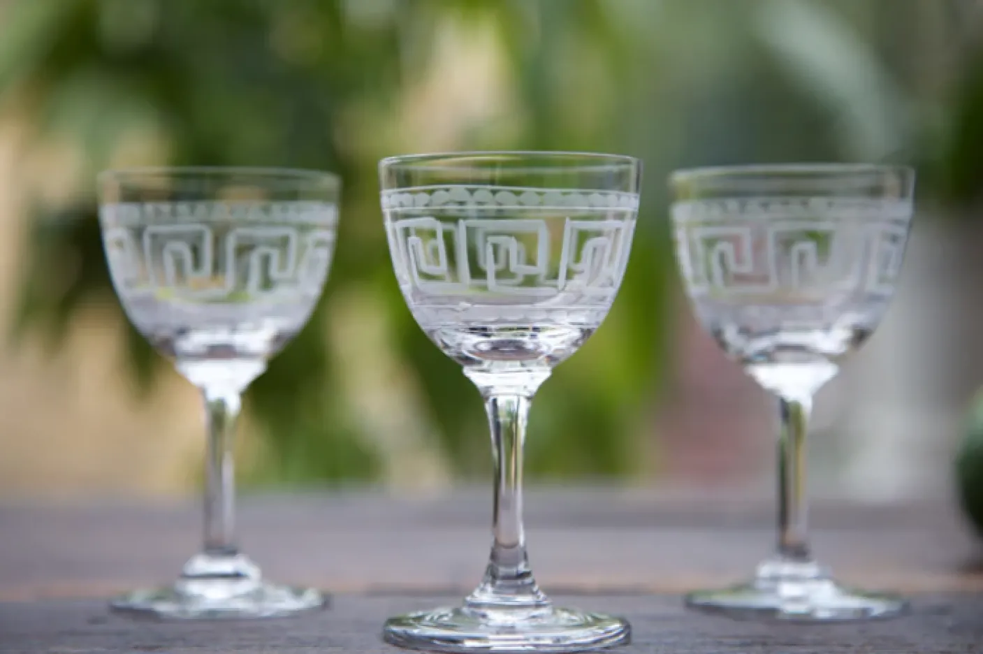 Liqueur Glass with Greek Key Design by The Vintage List