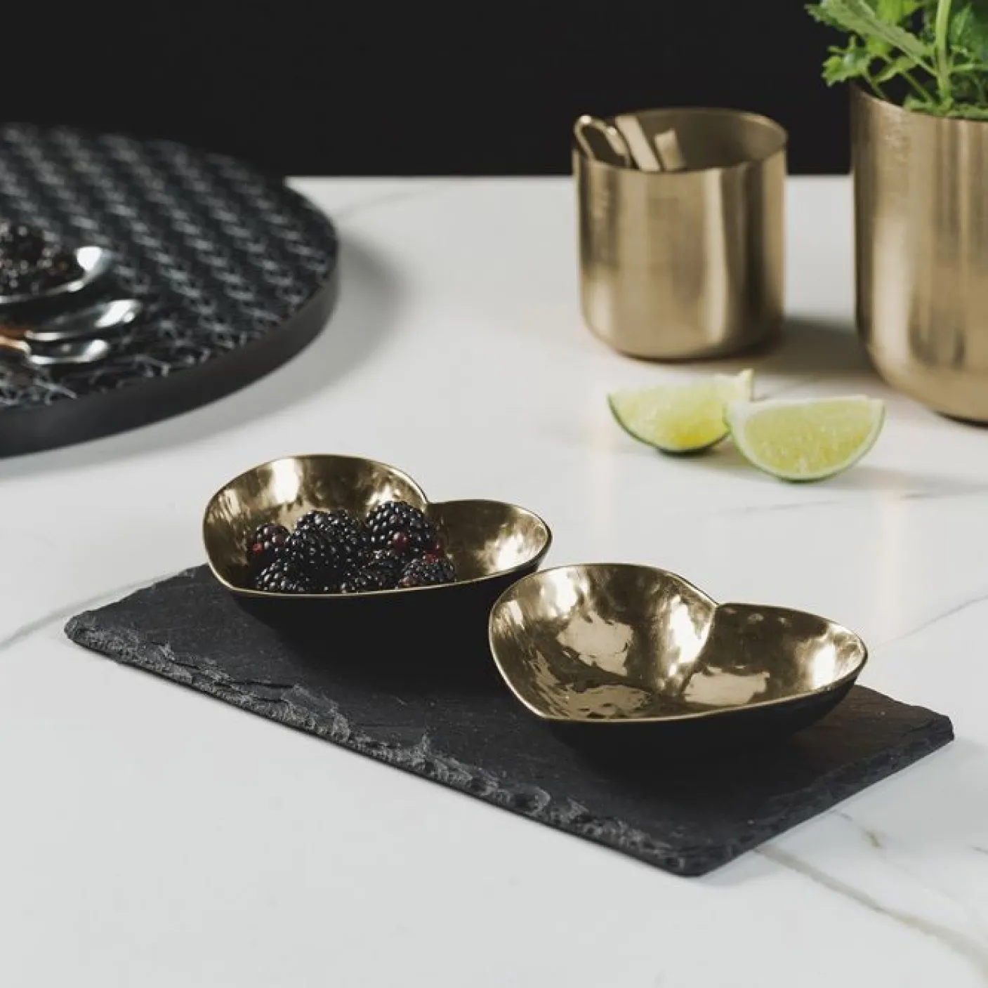 Gold Heart Serving Set