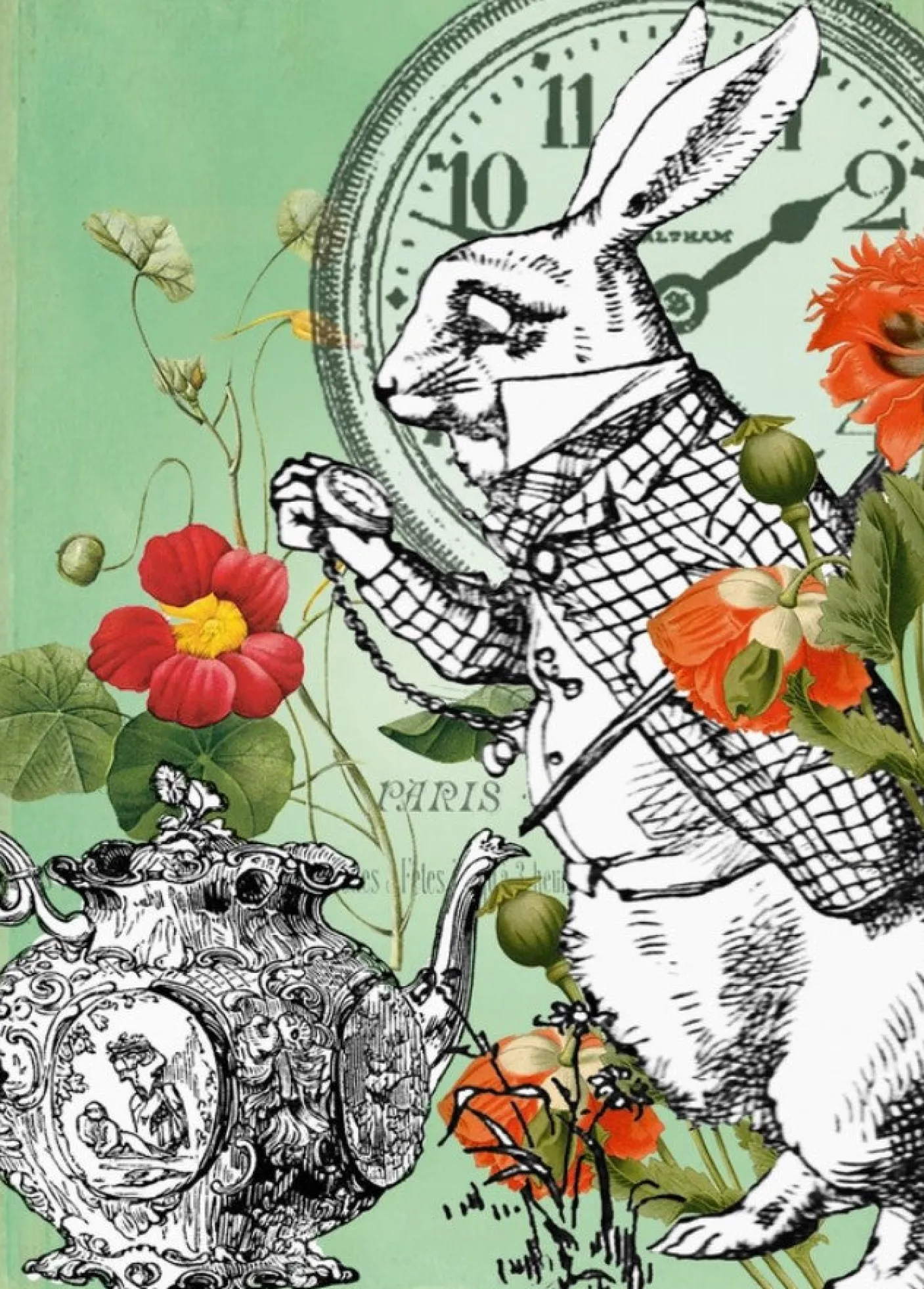 Alice In Wonderland Nearly Ten to Two Greetings Card