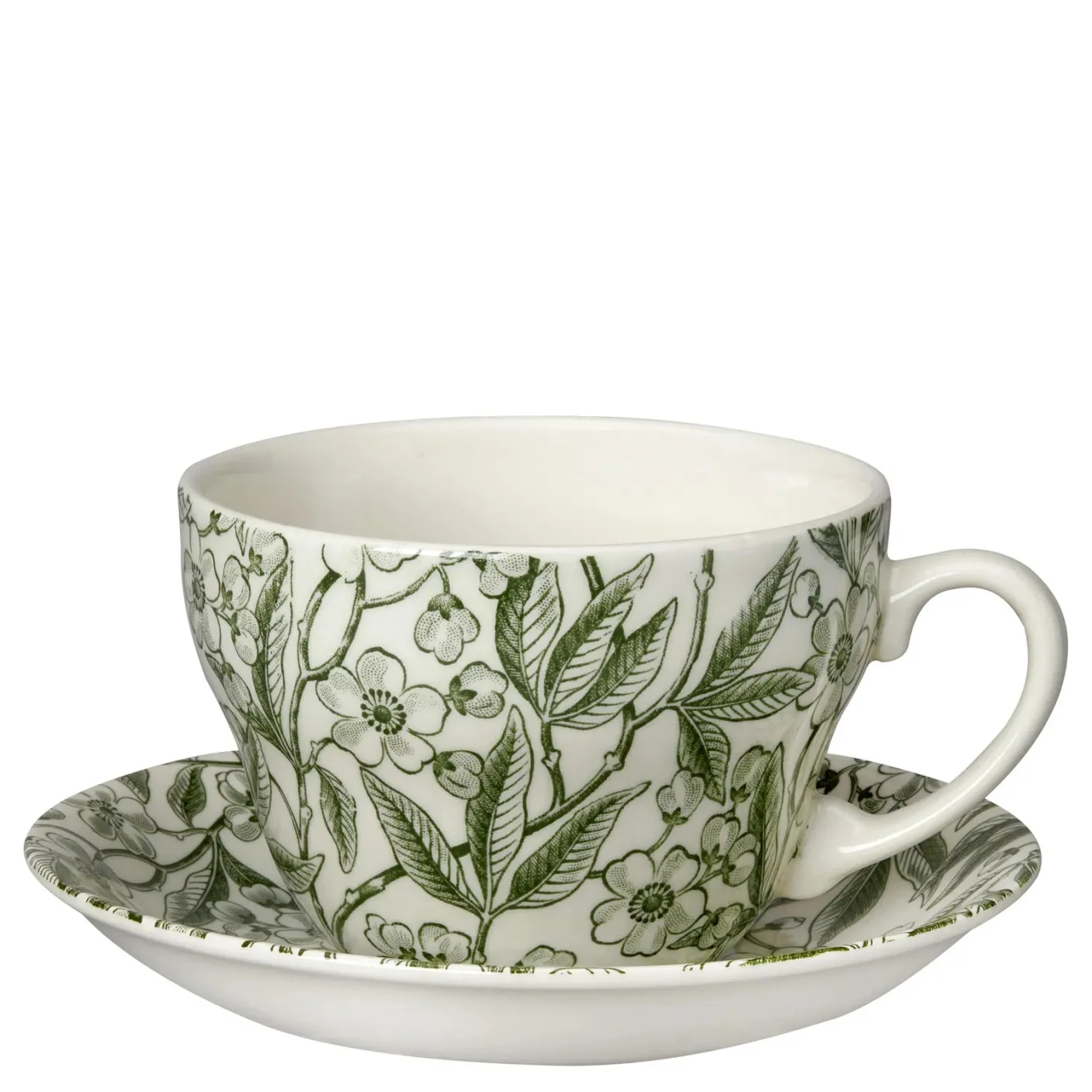 Green Prunus Breakfast Cup and Saucer