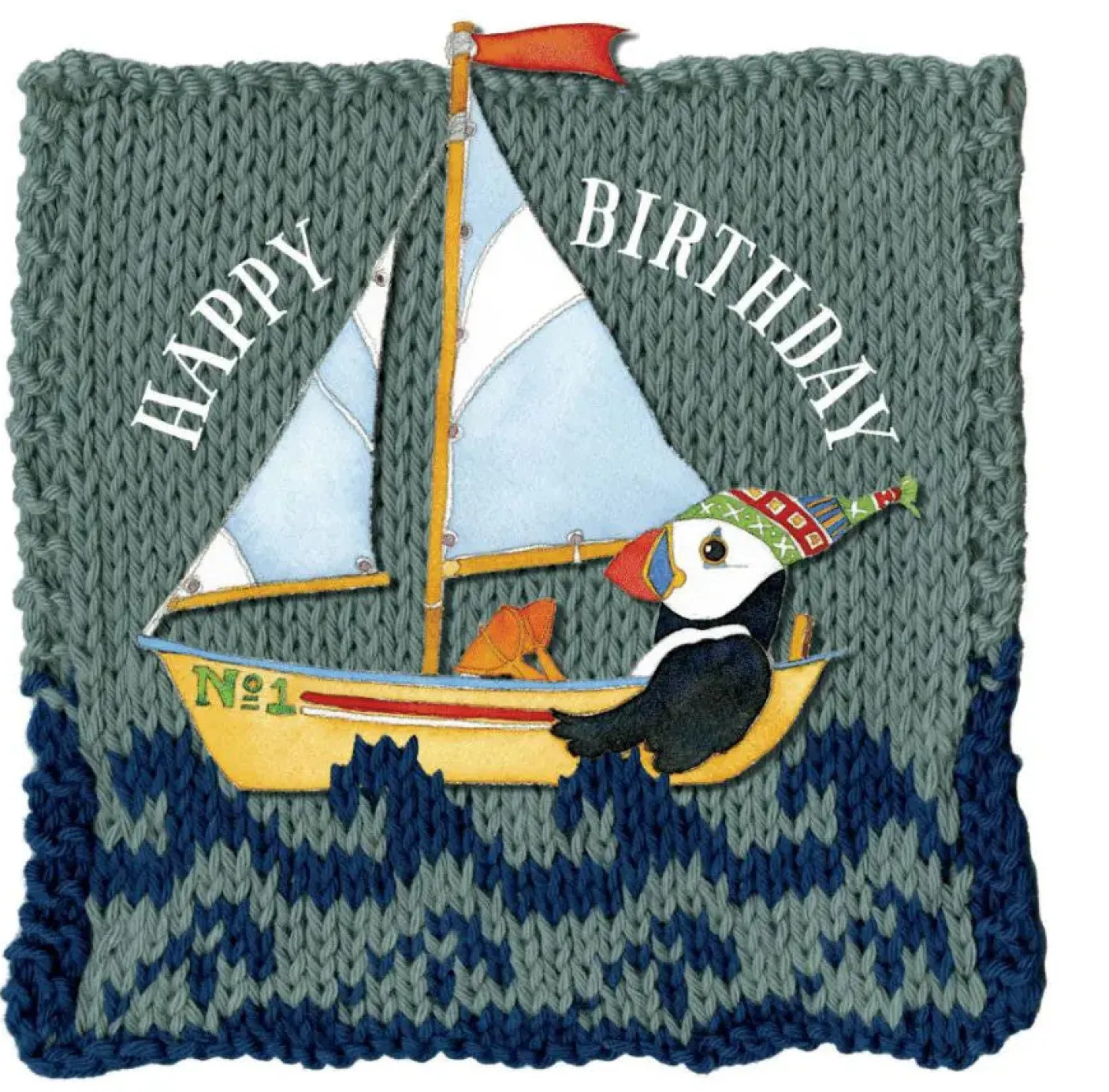 Sailing Birthday - Woolly Puffins Greetings Card