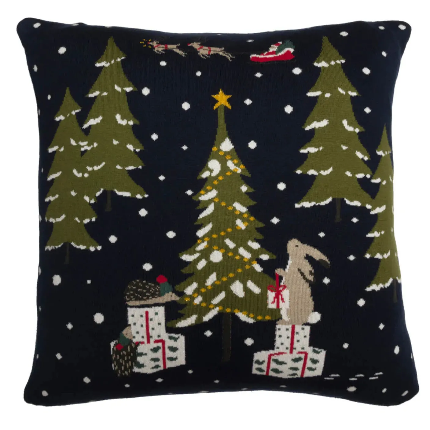 Festive Forest Knitted Statement Pillow