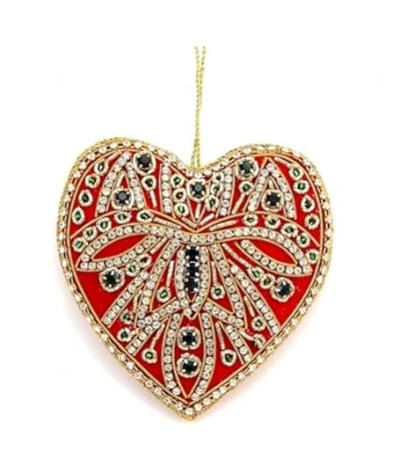 Red Velvet Crystal Heart Decoration by Tinker Tailor London