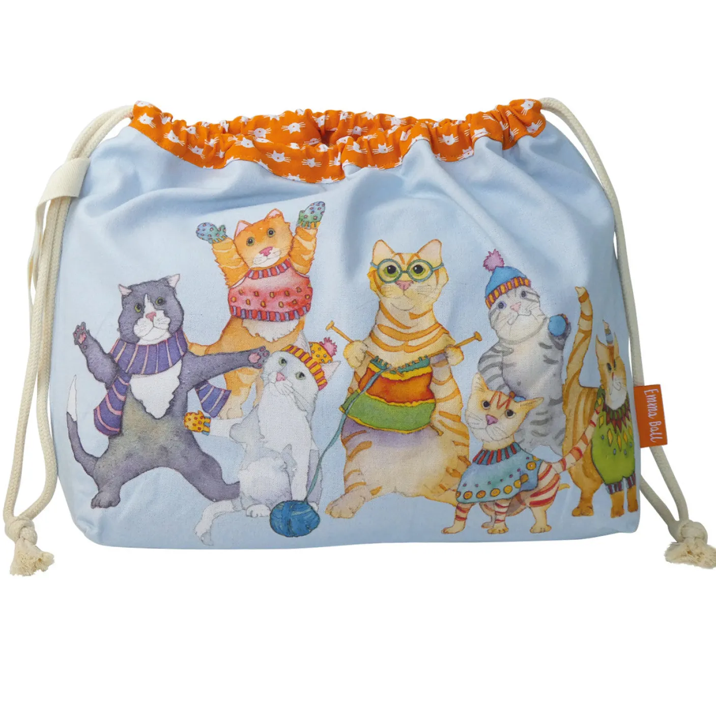 Kittens in Mittens Drawstring Cotton Bag