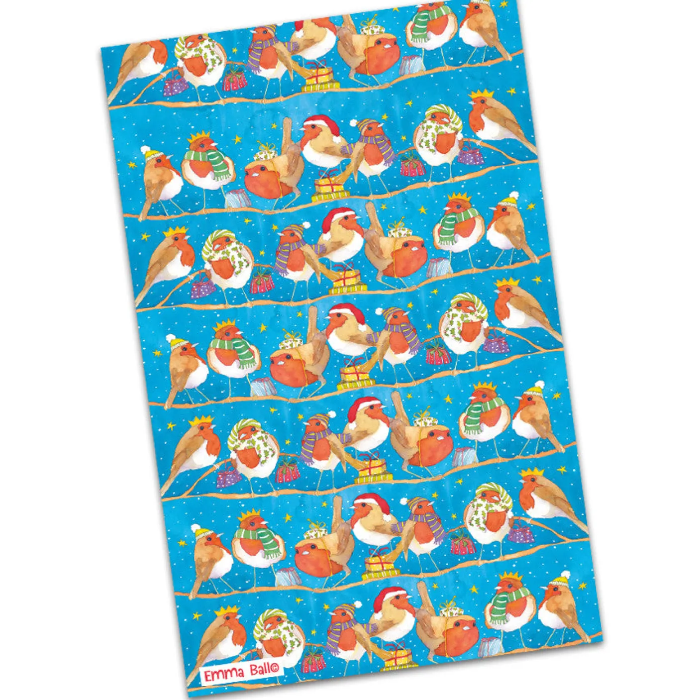 Christmas Robins Tea Towel