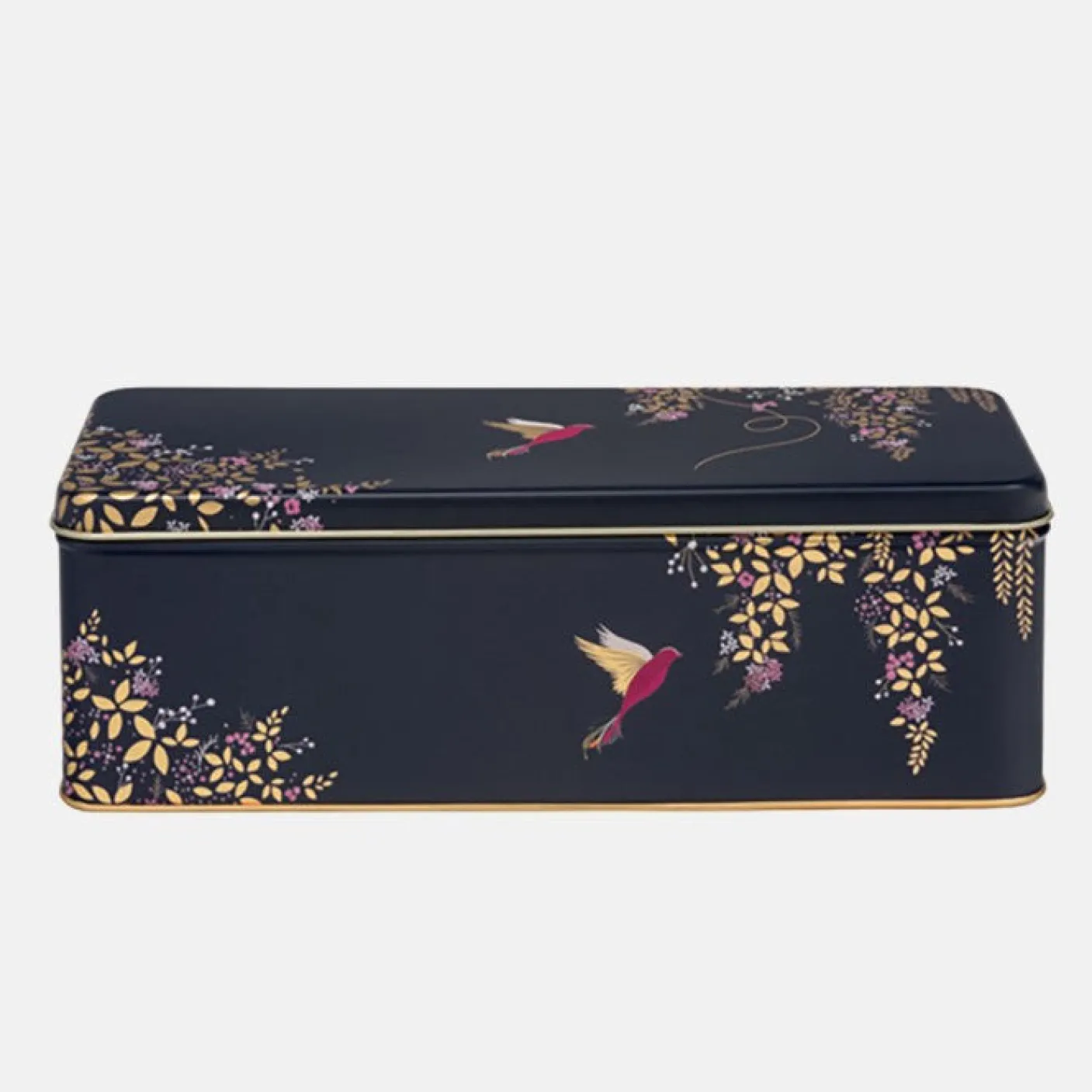 Dark Blue Bird Long Deep Rectangular Tin