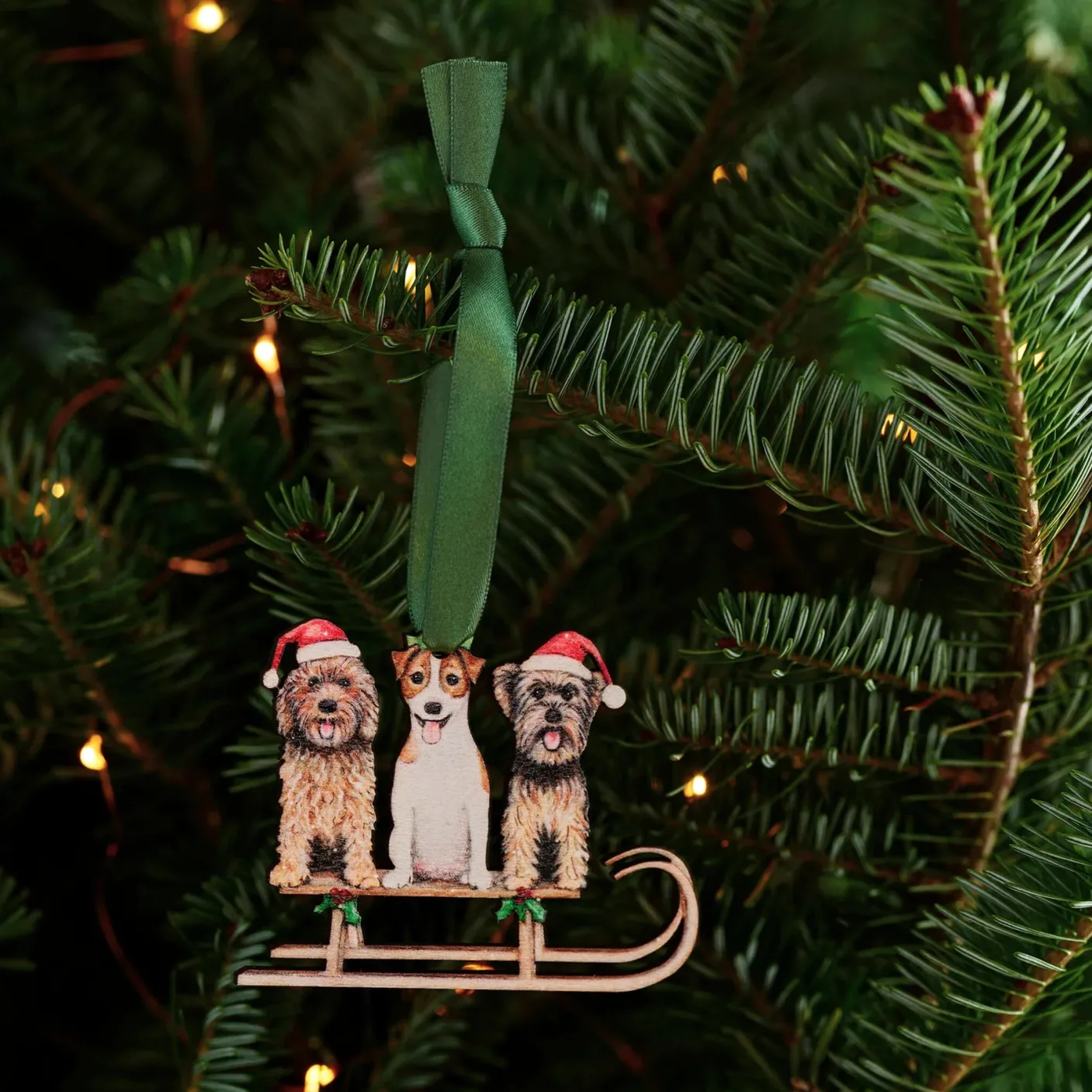 Dogs Wooden Christmas Decoration