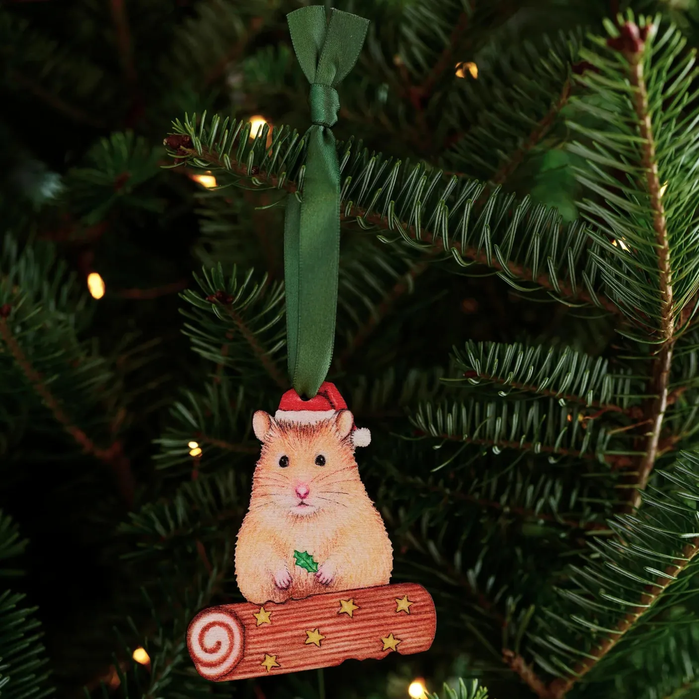 Hamster Wooden Christmas Decoration