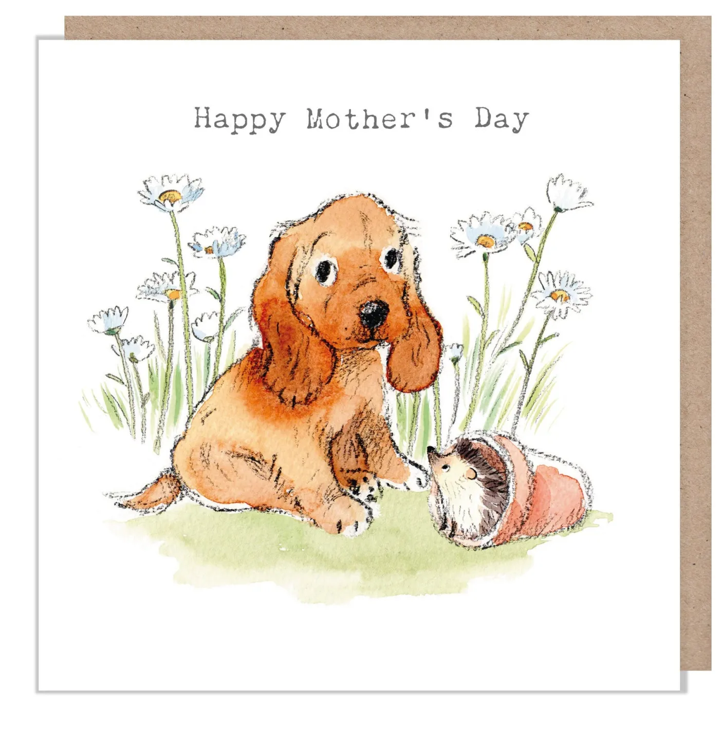 Cocker Spaniel & Hedgehog Mother's Day Card
