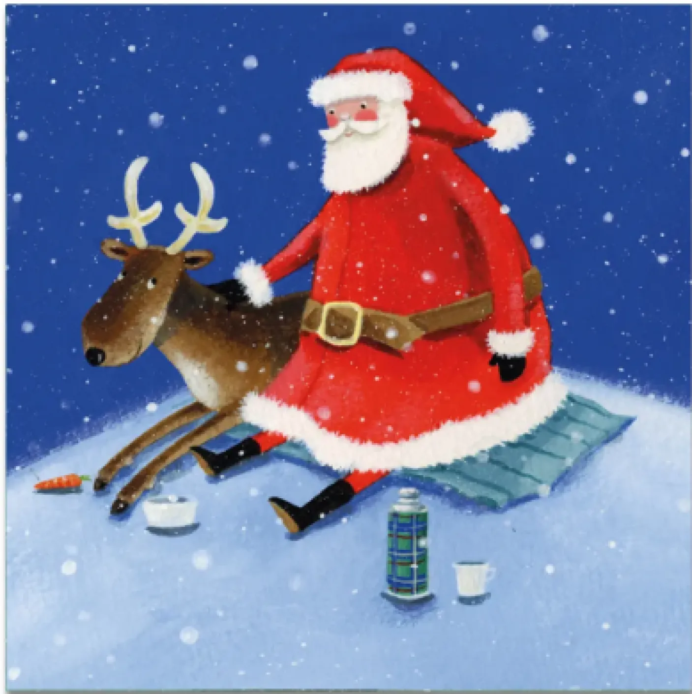 Santa and Reindeer Pack of 6 Christmas Cards