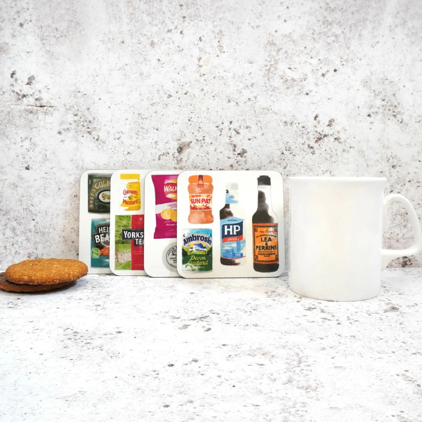 British Store Cupboard Coaster Set by Corinne Alexander
