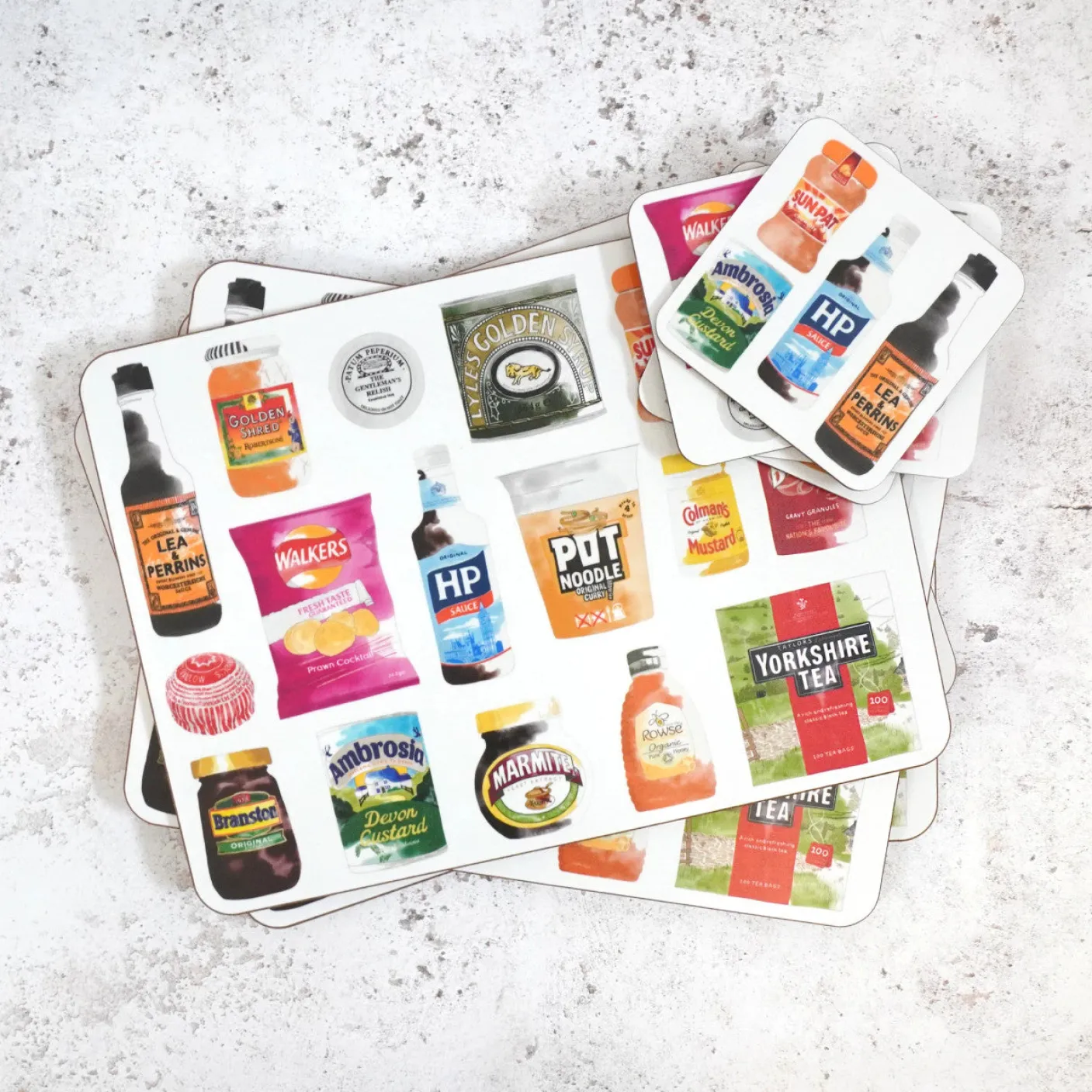 British Store Cupboard Coaster Set by Corinne Alexander