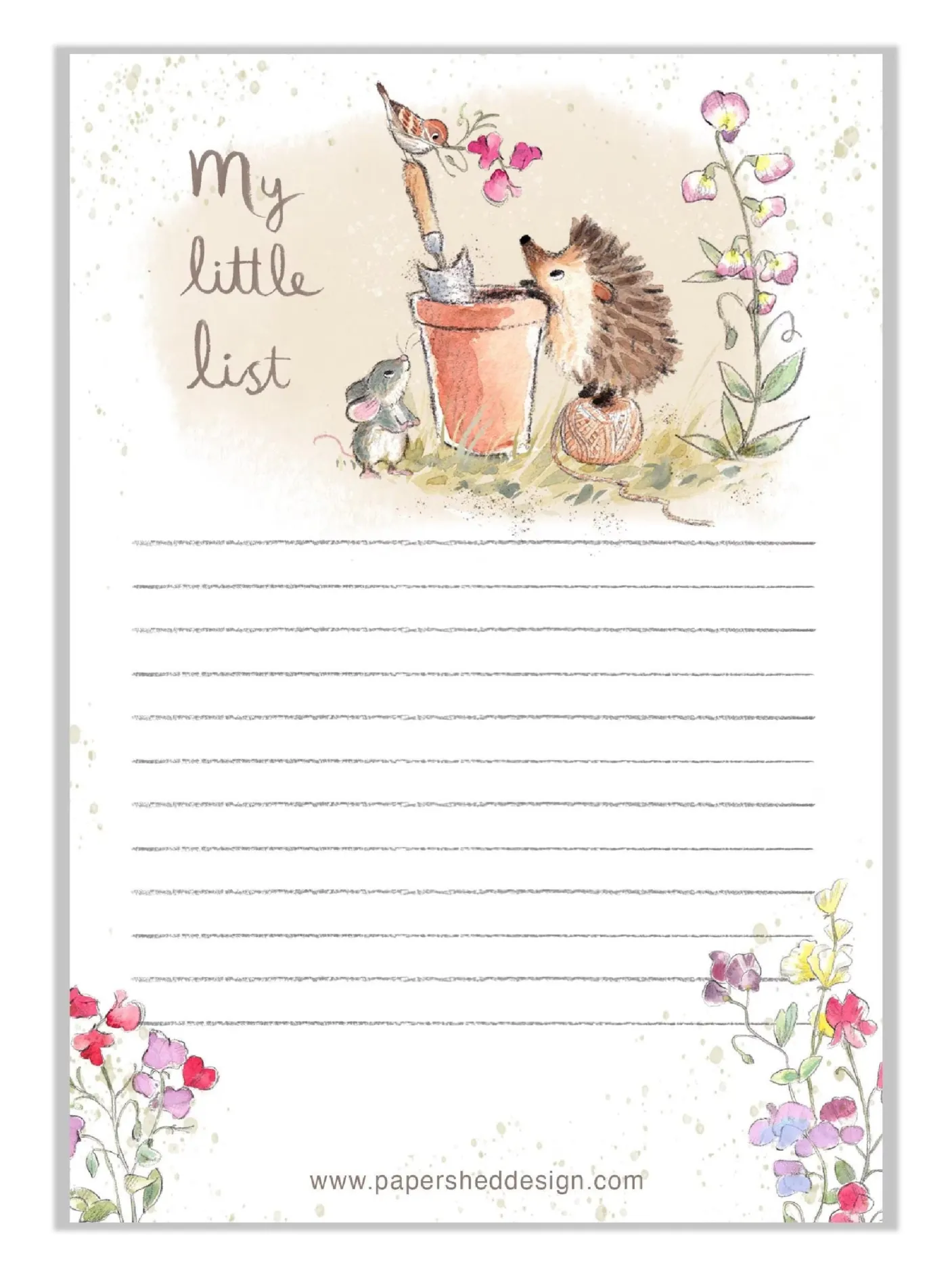 Hedgehog with a Plant Pot To Do List Pad