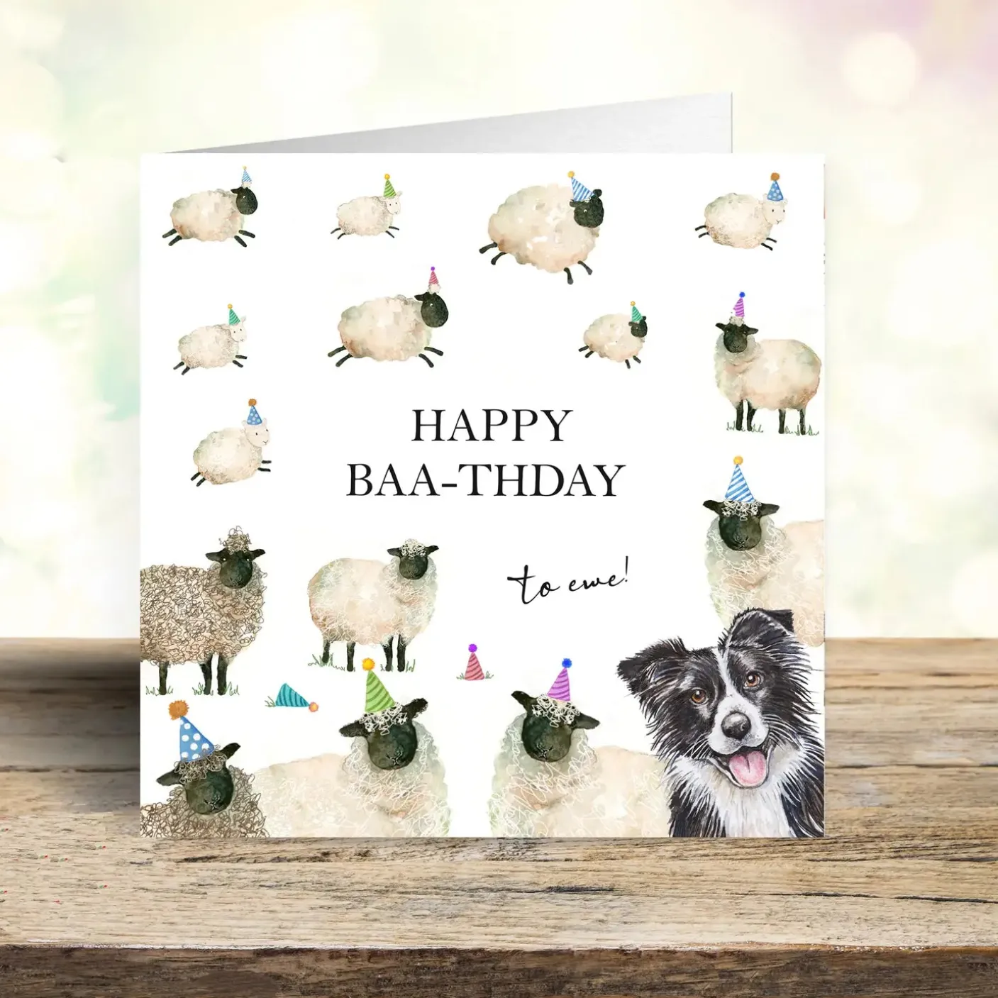 'Happy Baa-thday' Sheep and Sheep Dog Card