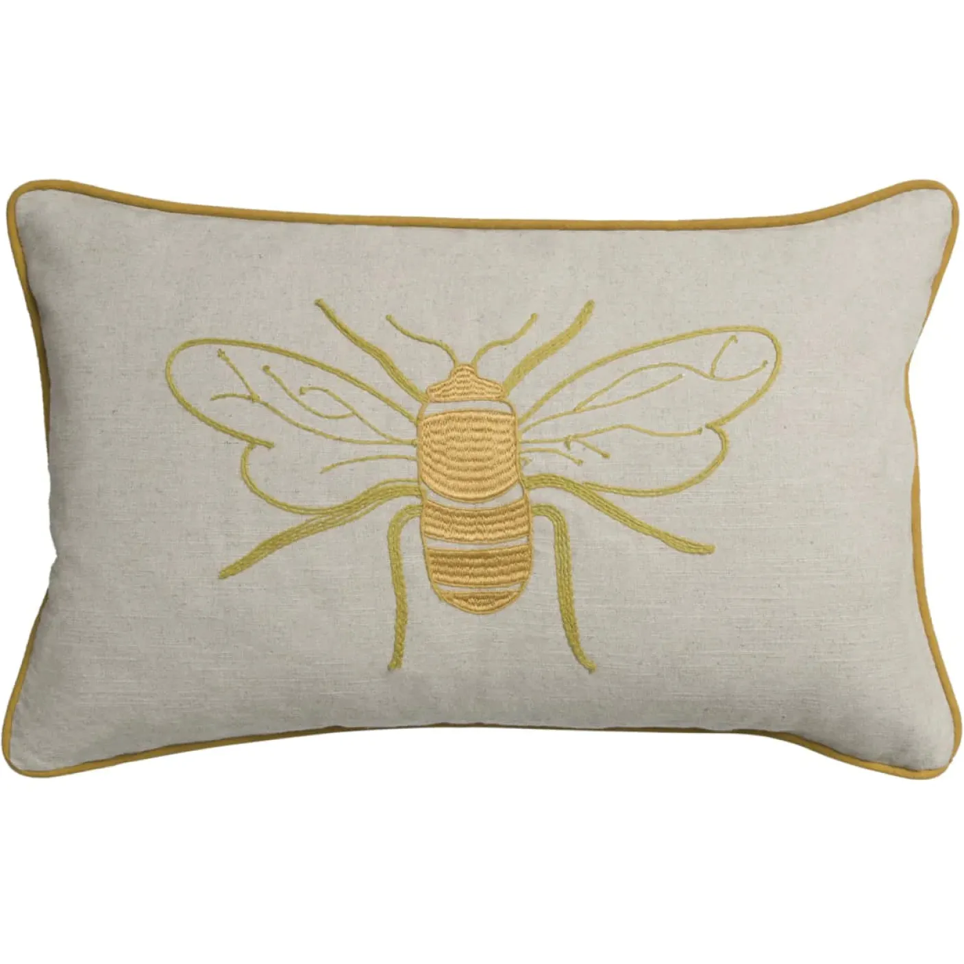 Embroidered Bees Linen Blend Pillow