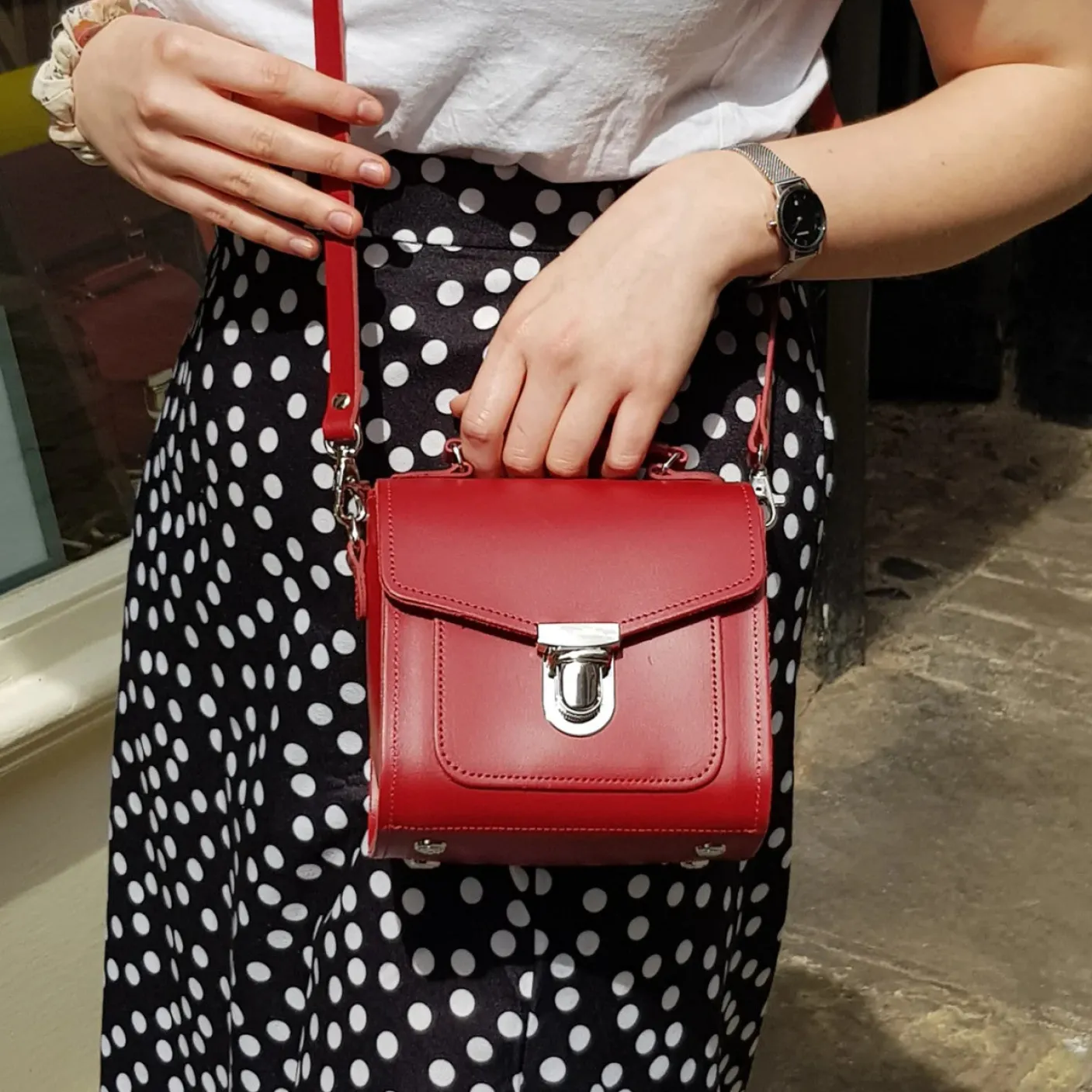 Zatchels Handmade Leather Sugarcube Plus Handbag - Red
