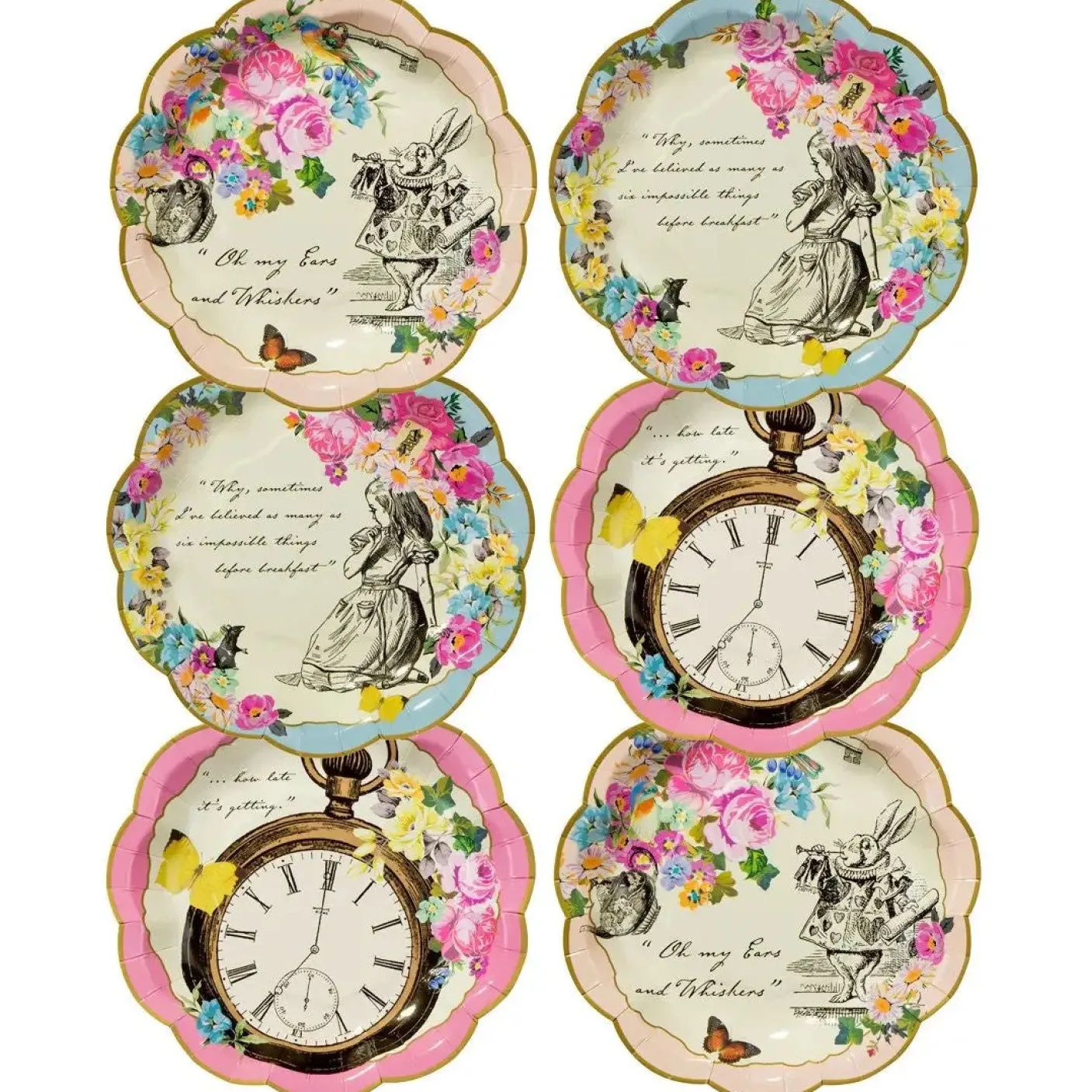 Small Alice in Wonderland Plates - 12 pack