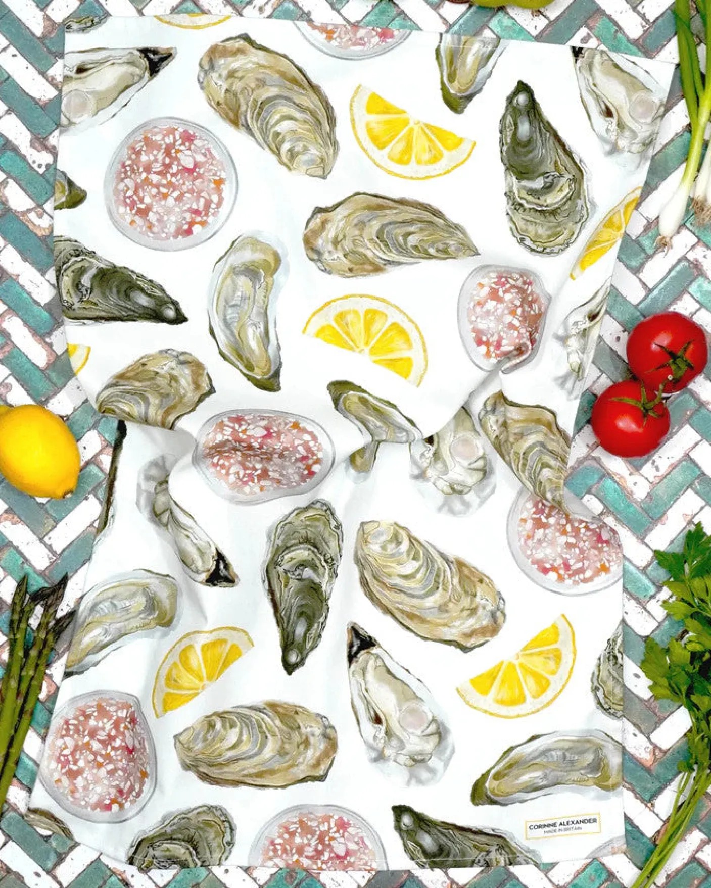 Oyster Tea Towel by Corinne Alexander