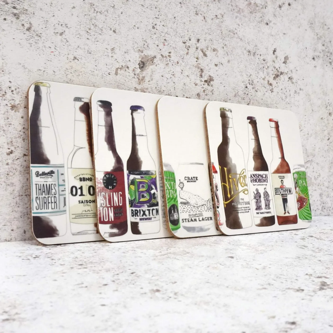 Craft Beer Coaster Set by Corinne Alexander