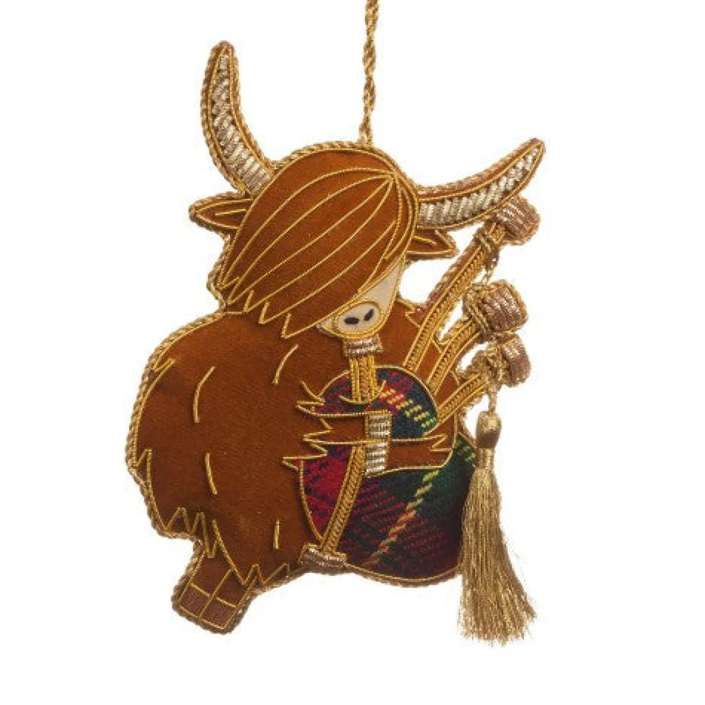 Bagpiping Highland Cow Decoration