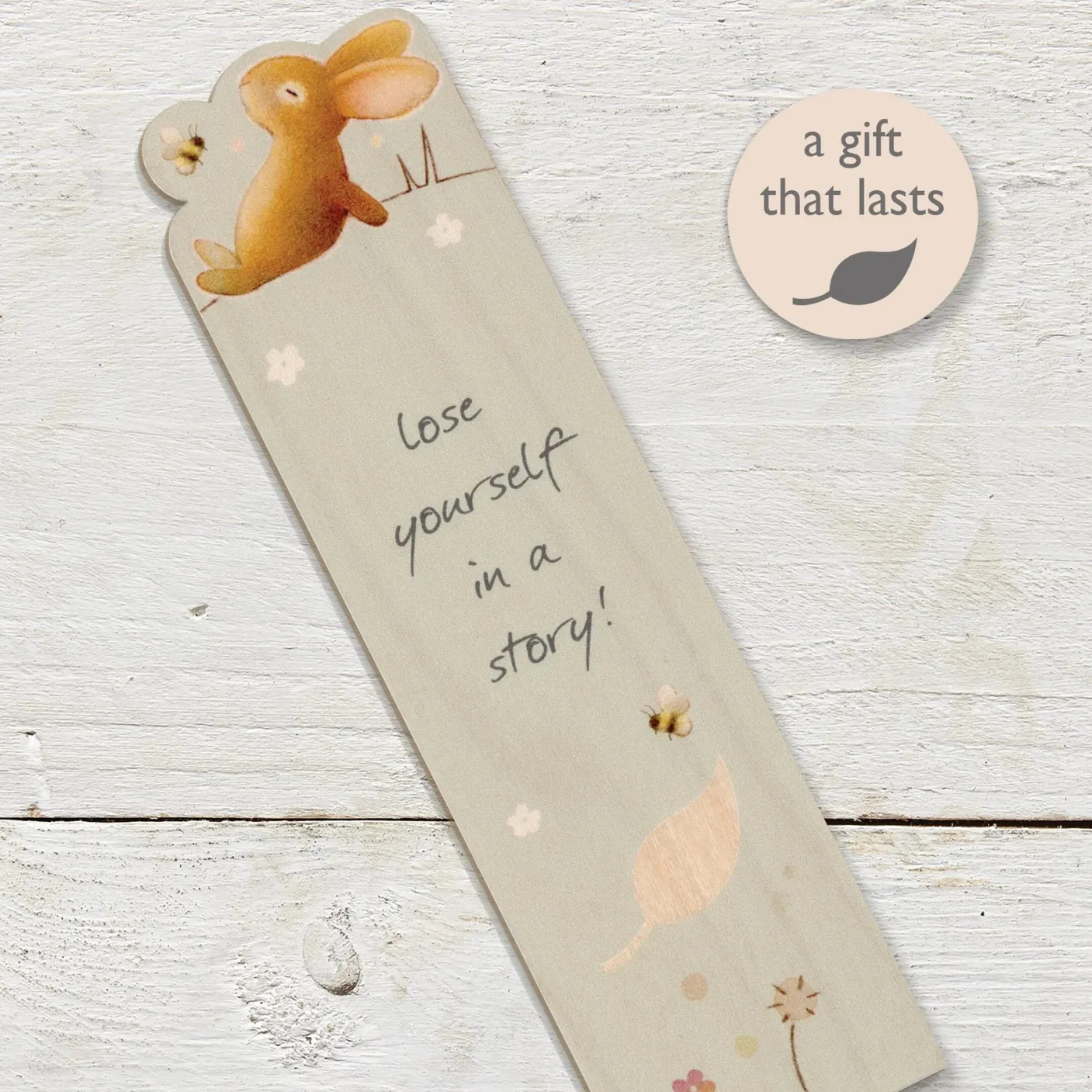 Lose Yourself Rabbit Wooden Book Mark