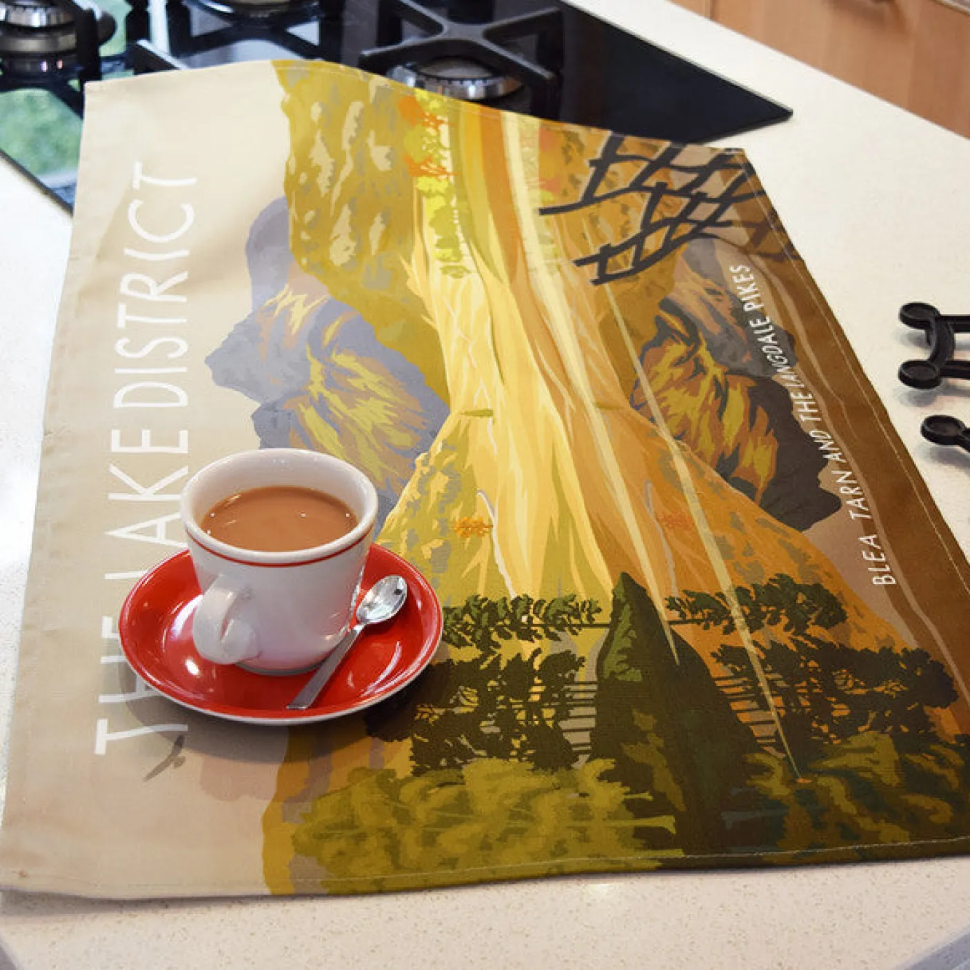 Lake District - Blea Tarn and the Langdale Pikes Tea Towel