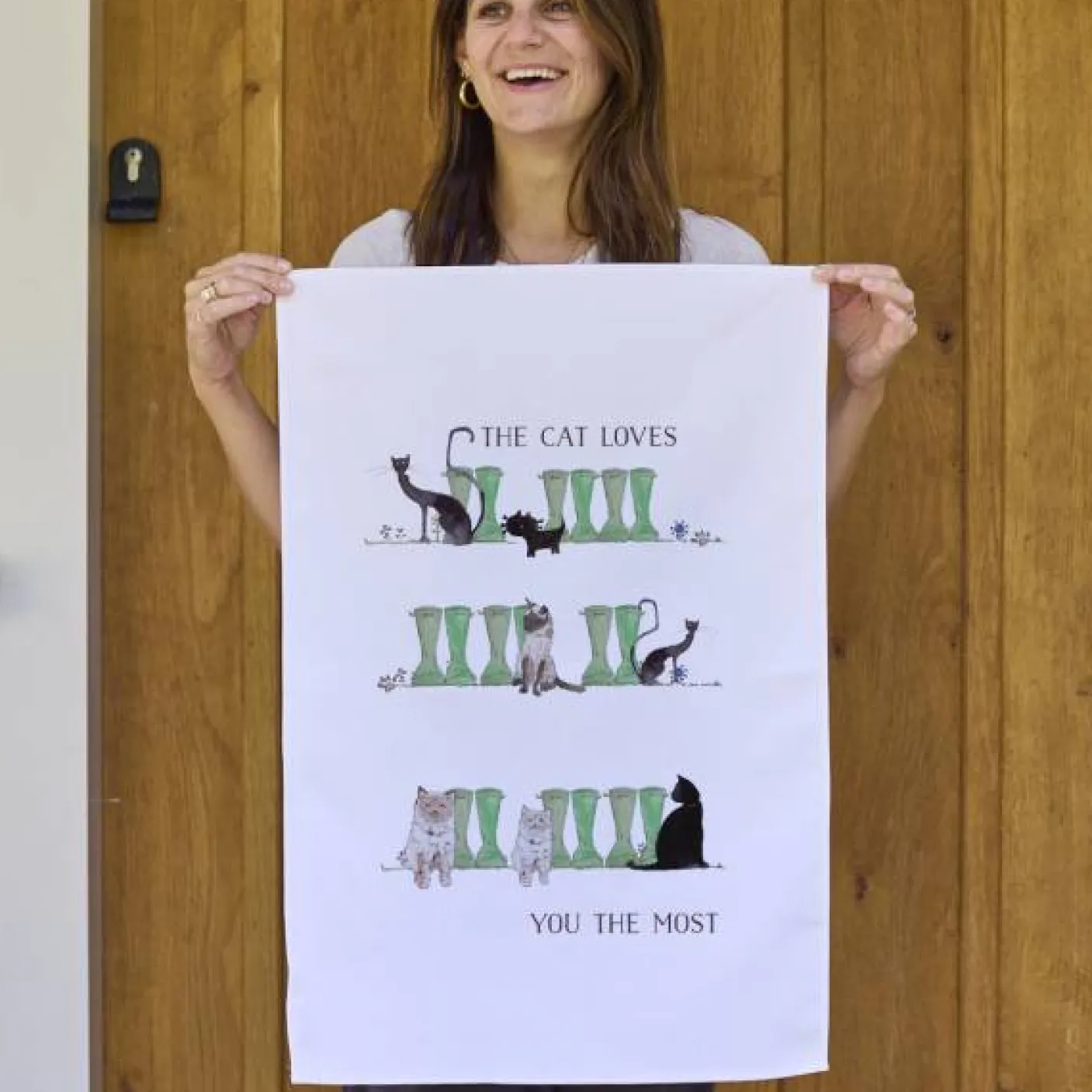 Cat Lovers Welly Boot Tea Towel by This Is Nessie