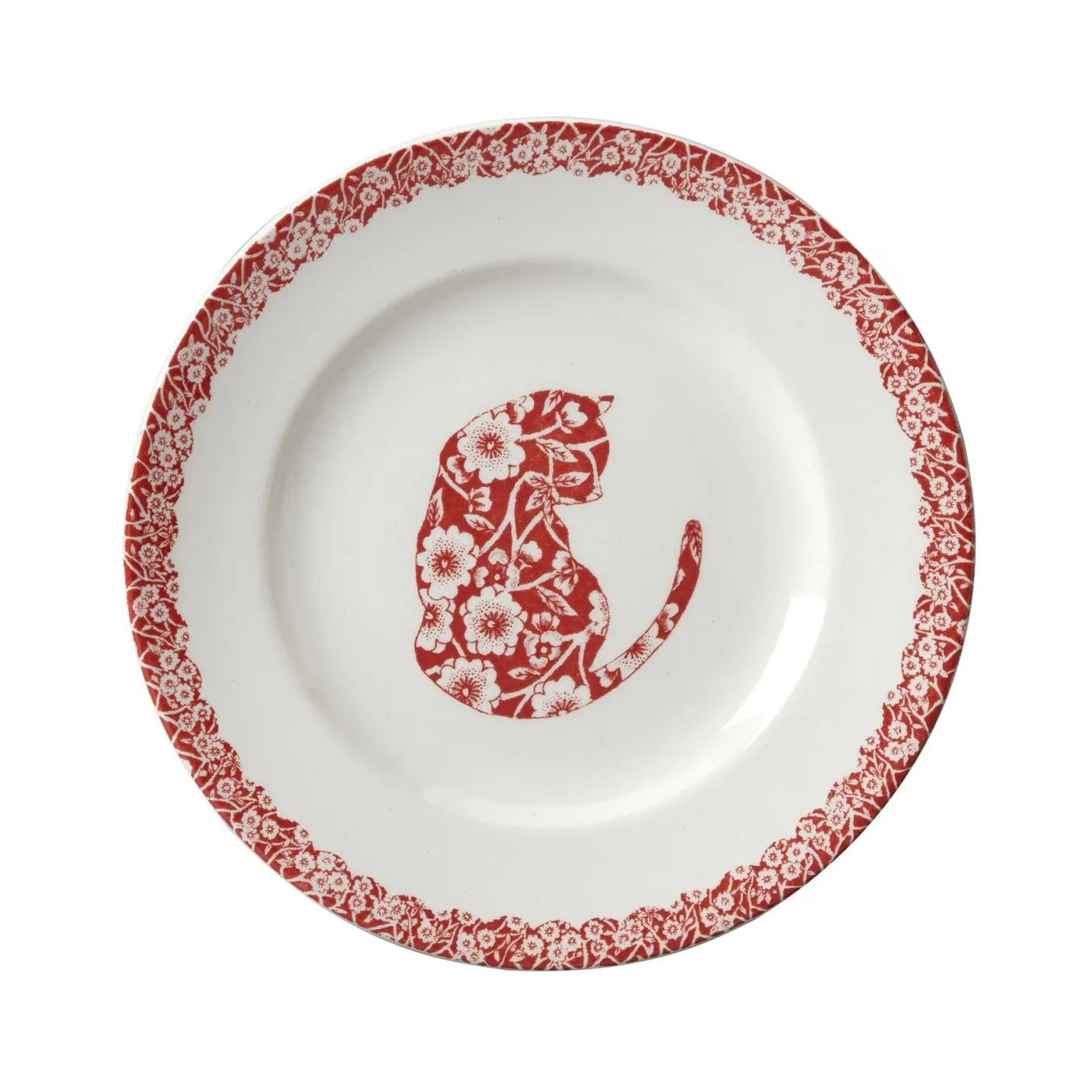 Red Calico Cat 7in Small Plate