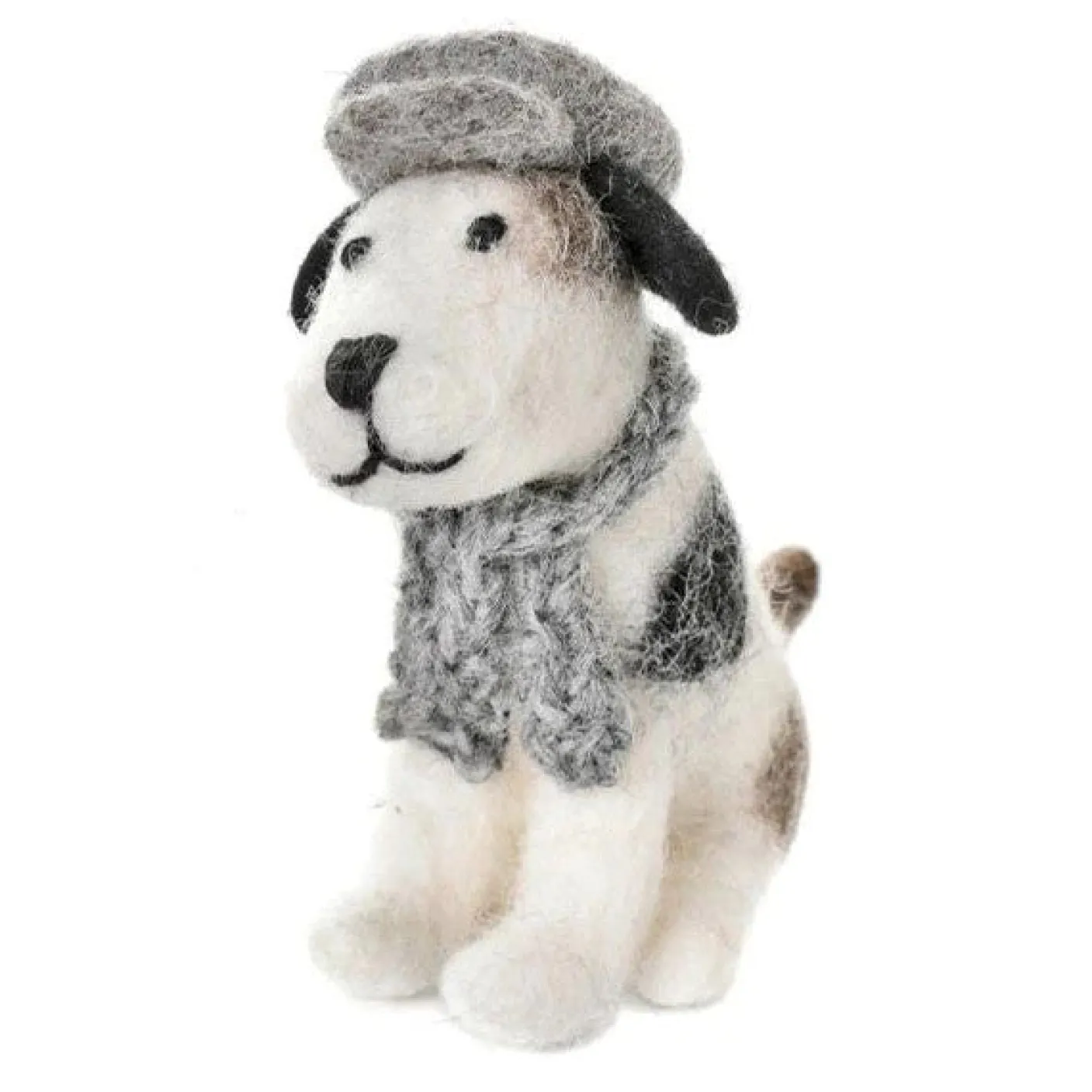 Sitting Jack Russel with Flat Cap & Scarf
