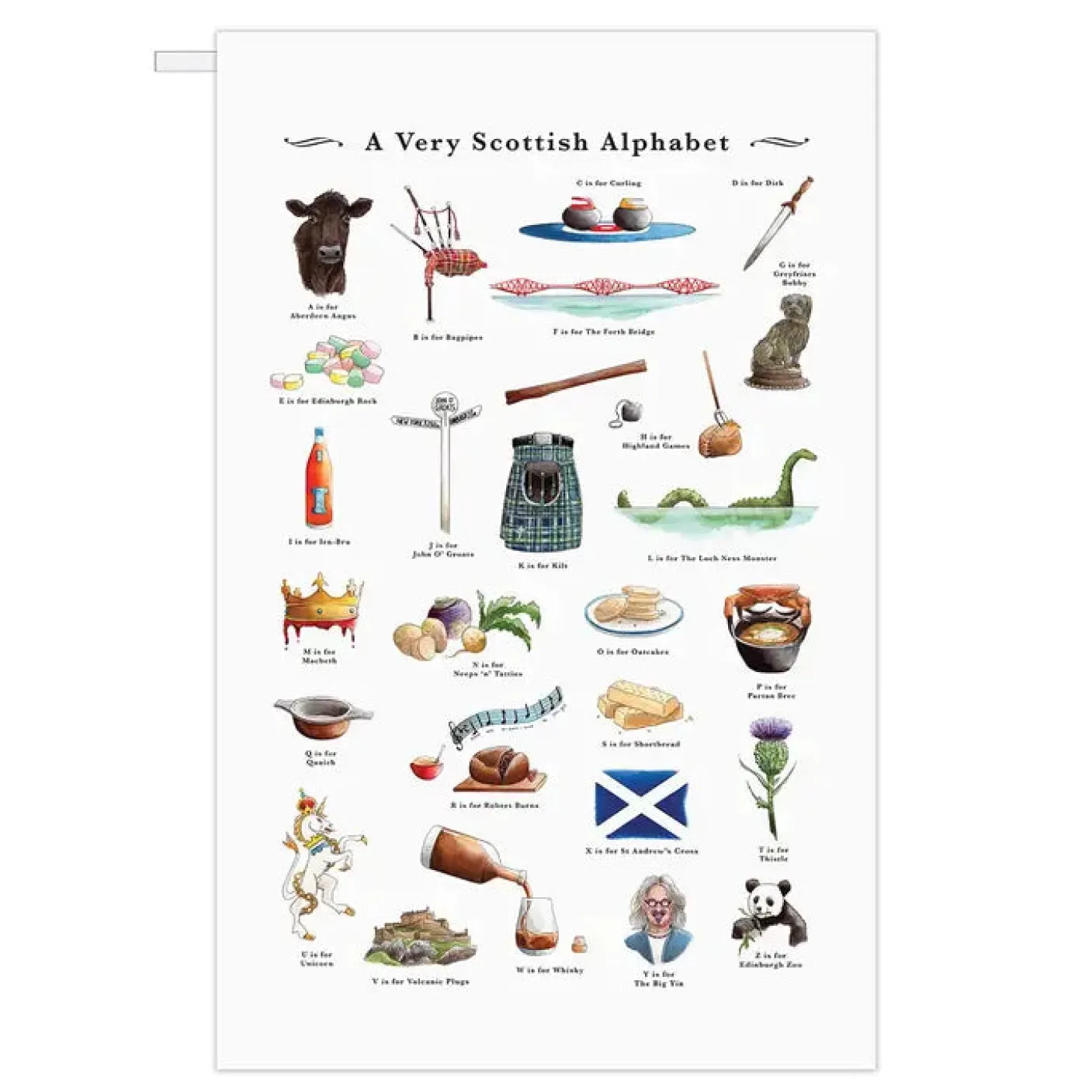 A Very Scottish Alphabet Tea Towel