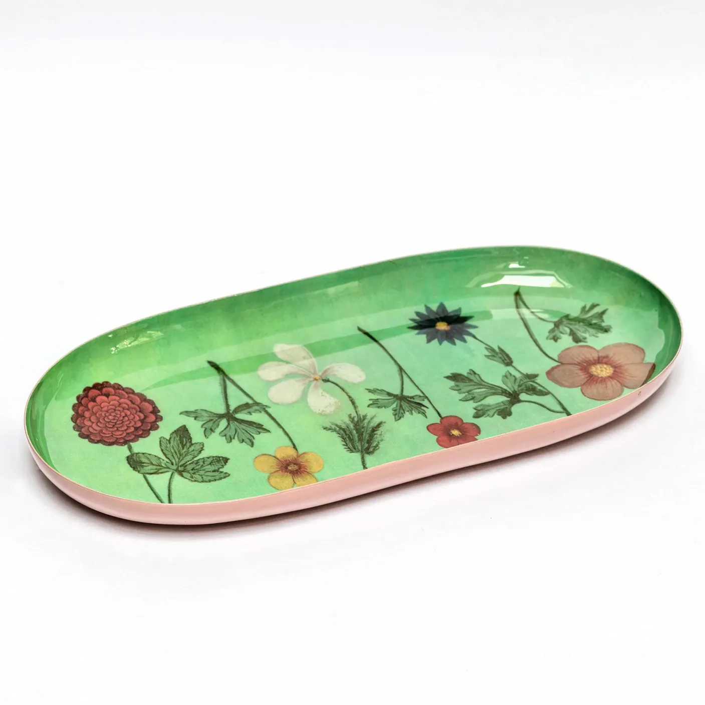 Festival of Flowers Oval Enamel Printed Tray