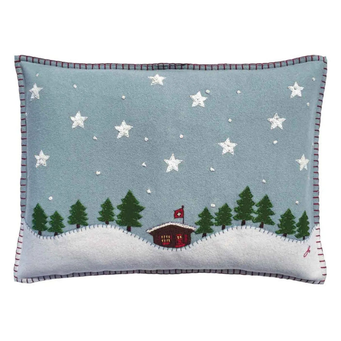 Swiss Starry Night Pillow - Duck Egg Blue