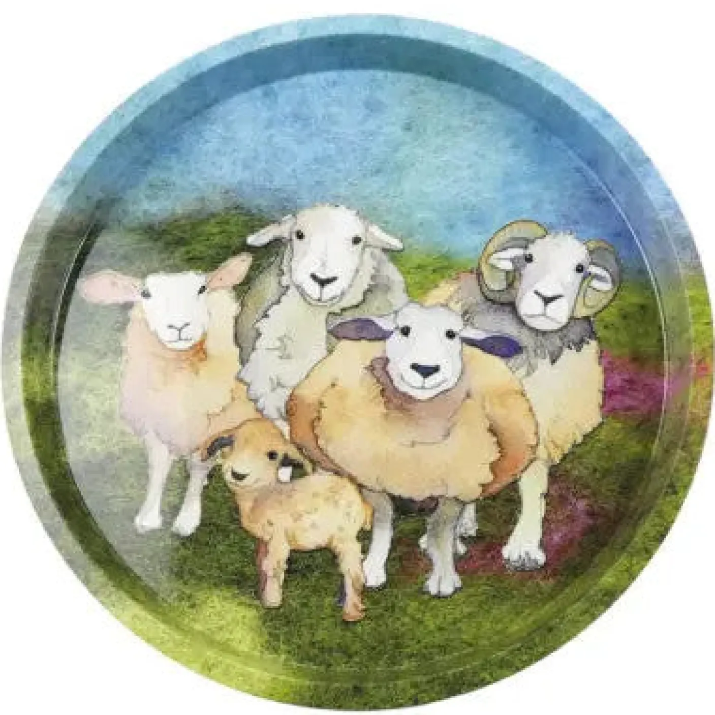 Felted Sheep Round Tin Tray