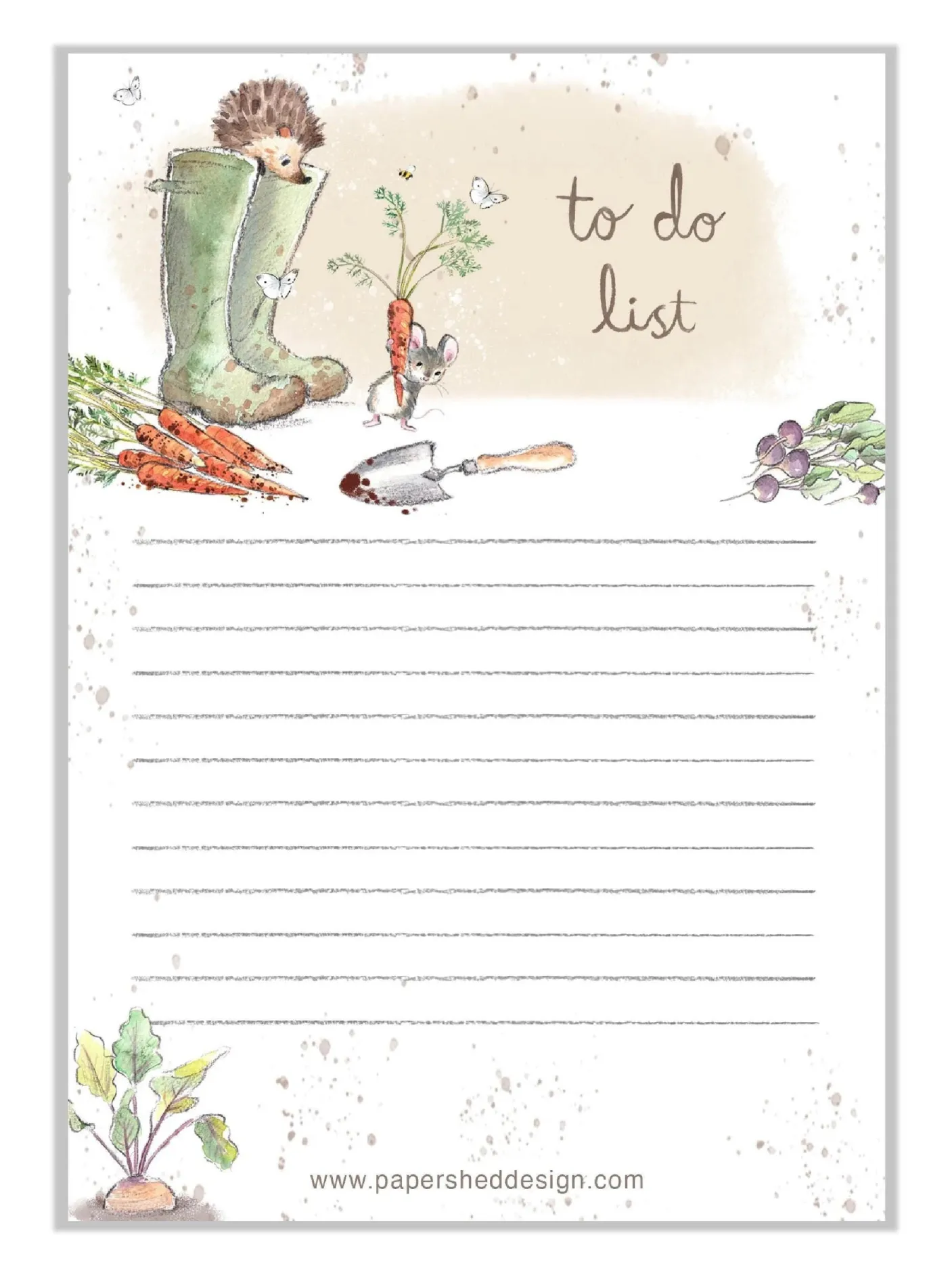 Hedgehog in Rain Boots To Do List Pad