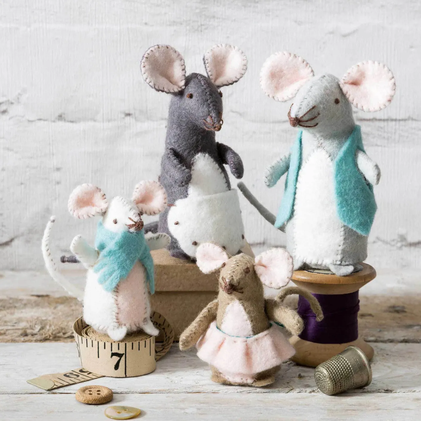 Mouse Family Wool Mix Felt Craft Kit
