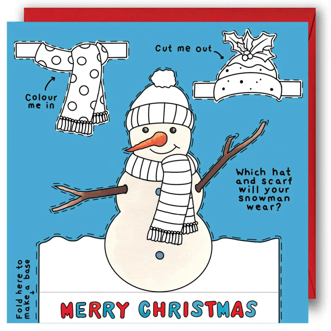 Color In & Cut Out Christmas Card - Snowman