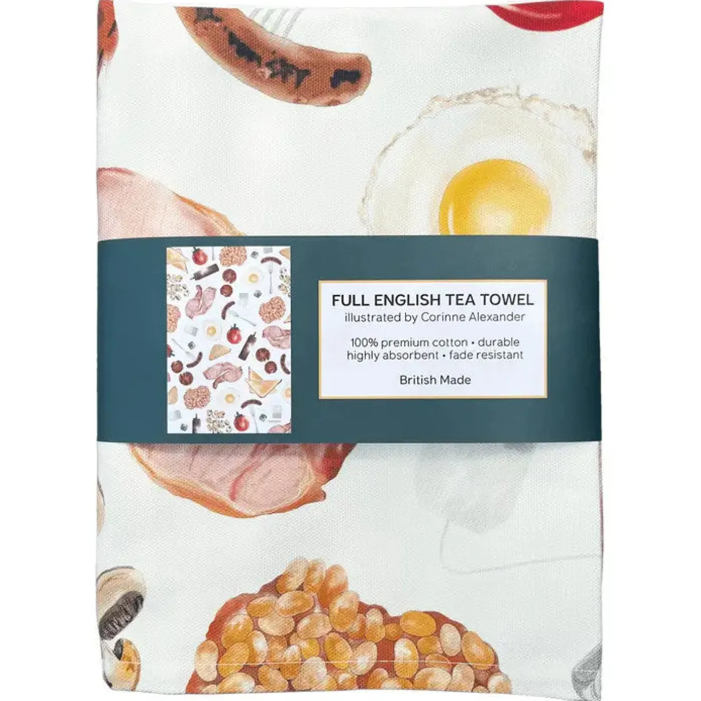 Full English Tea Towel by Corinne Alexander