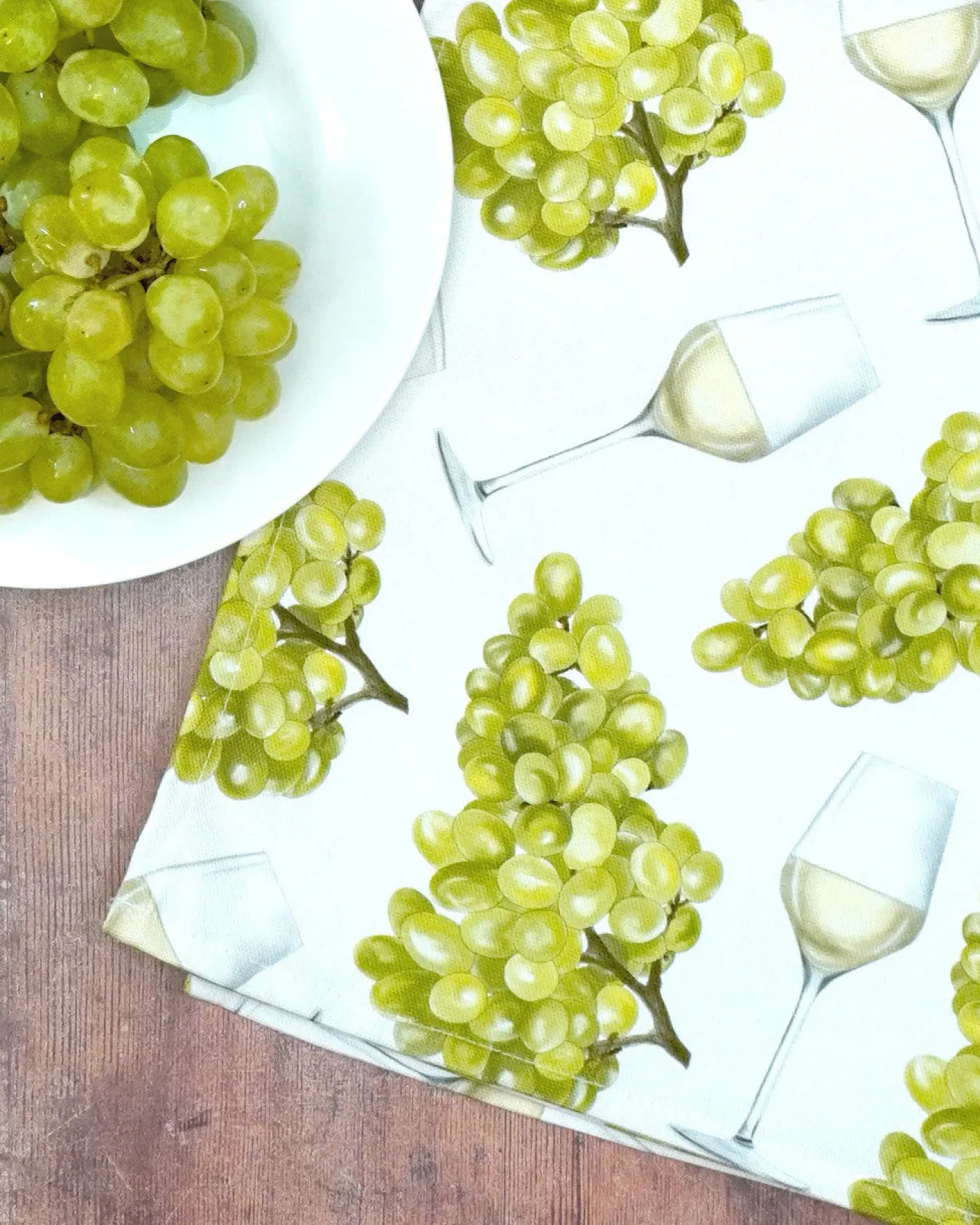 White Wine Tea Towel by Corinne Alexander