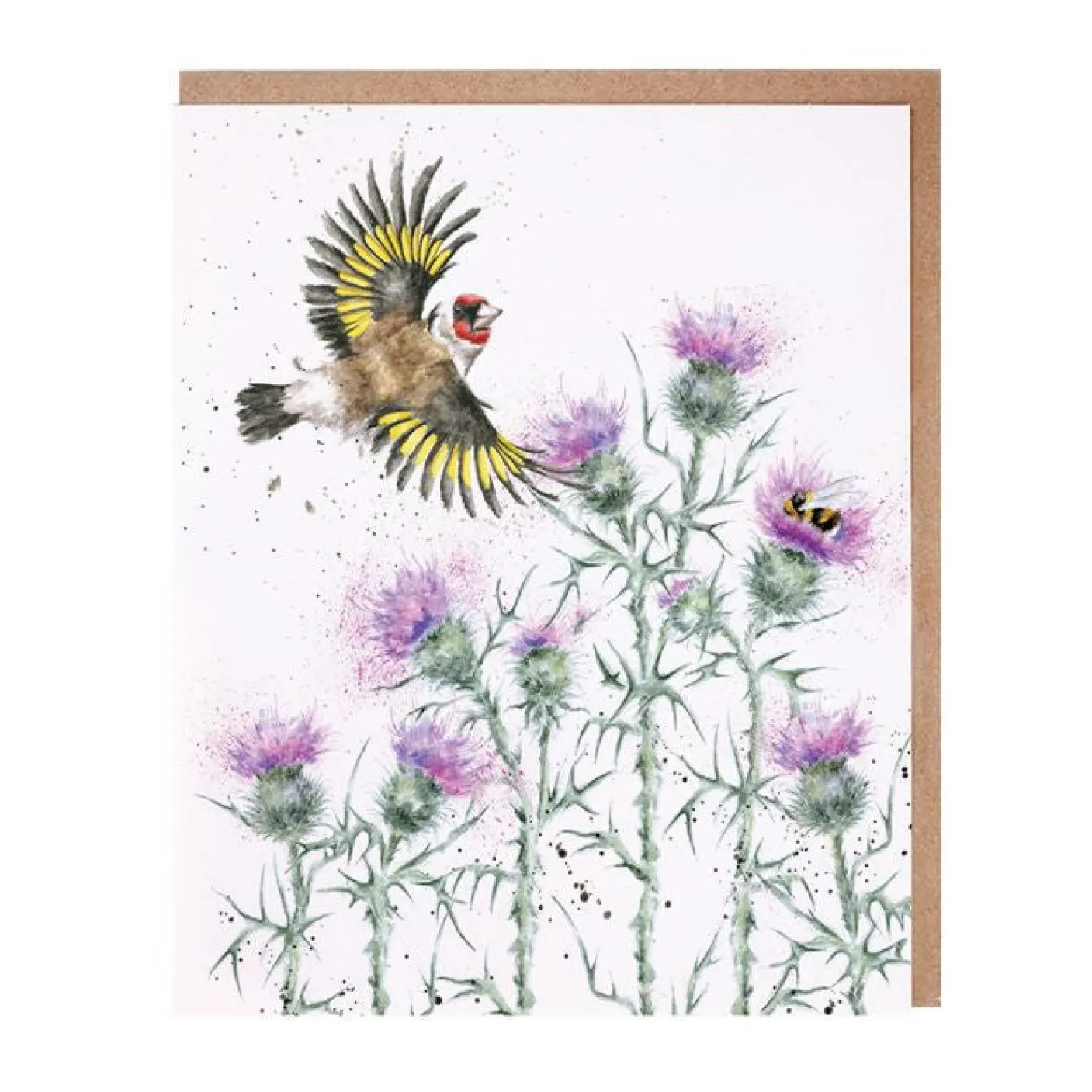 'Feathers and Thistles' Gold Finch Greetings Card