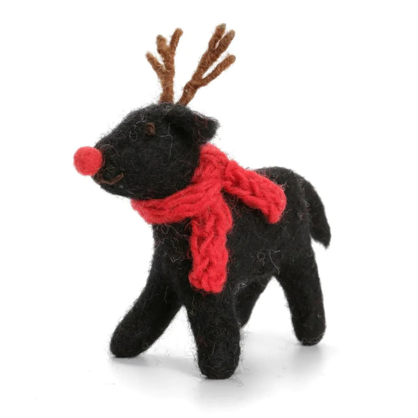 Black Labrador with Antlers Felt Decoration