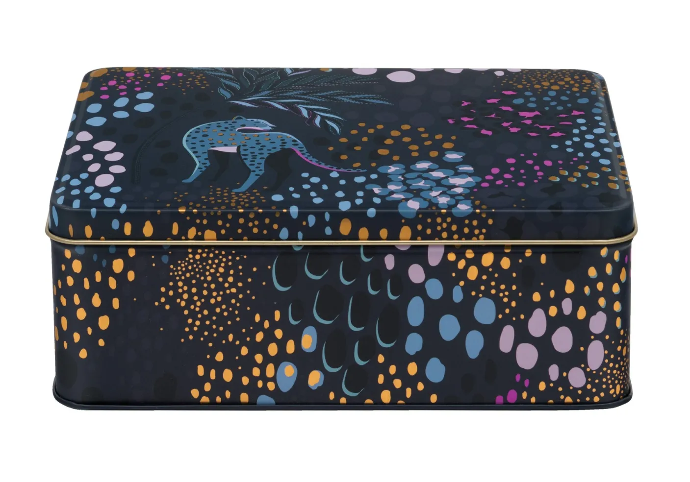 Midnight Leopard Deep Rectangular Tin