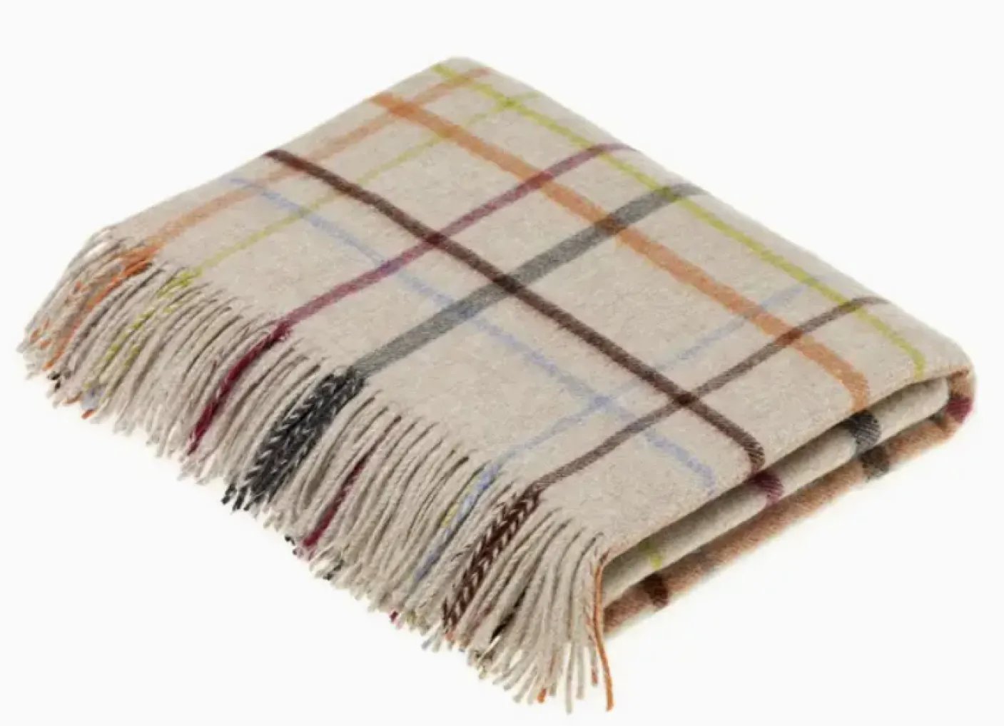 Windowpane Rainbow  Beige Multi Merino Lambswool Throw