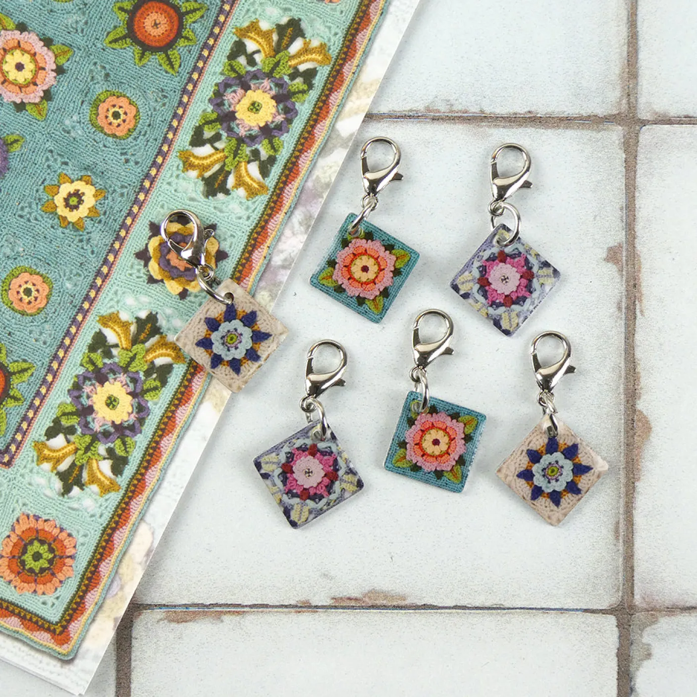 Fruit Gardens Set of 6 Crochet Markers in a Pocket Tin