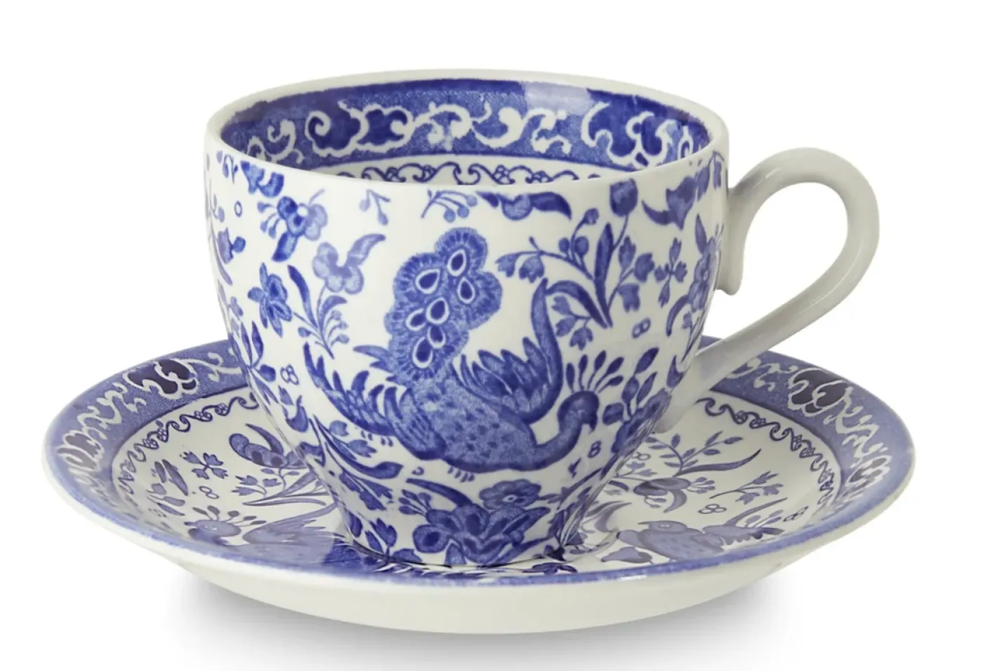 Blue Regal Peacock Teacup and Saucer