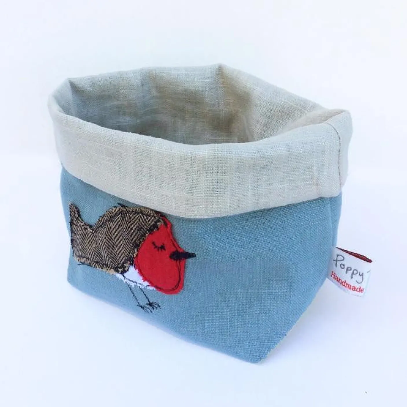 Jolly Robin Embroidered Small Storage Pot