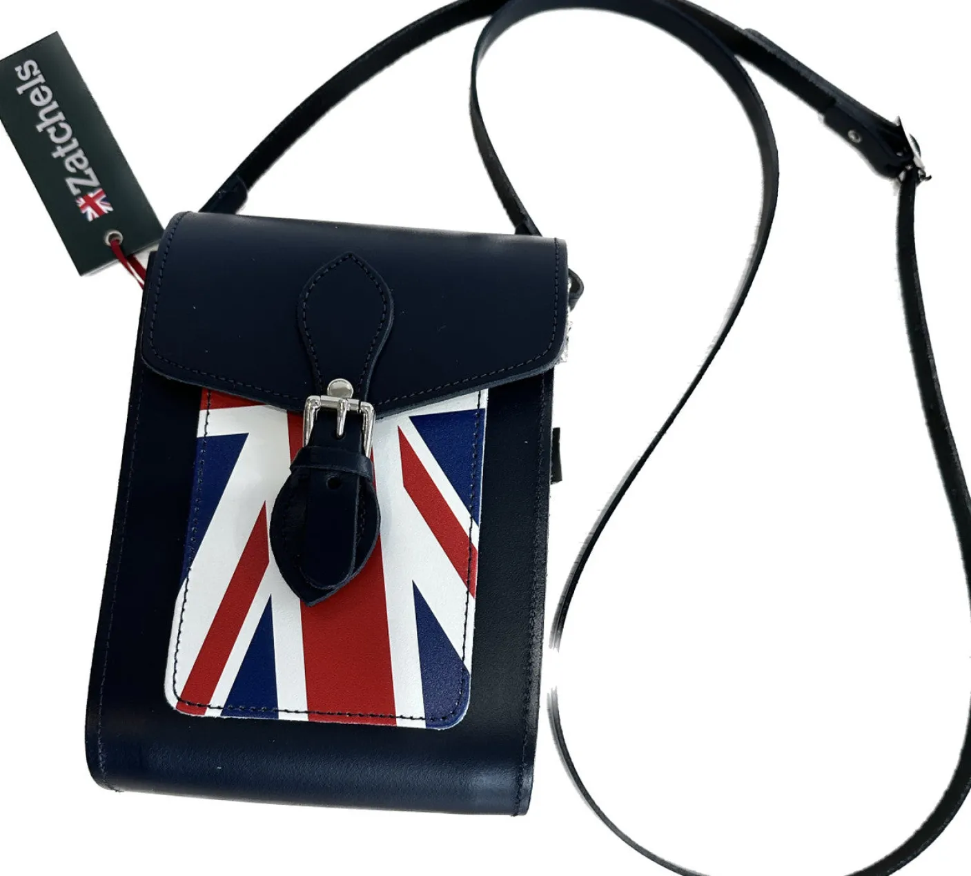 Zatchels Handmade Leather Union Jack Festival Bag - Navy