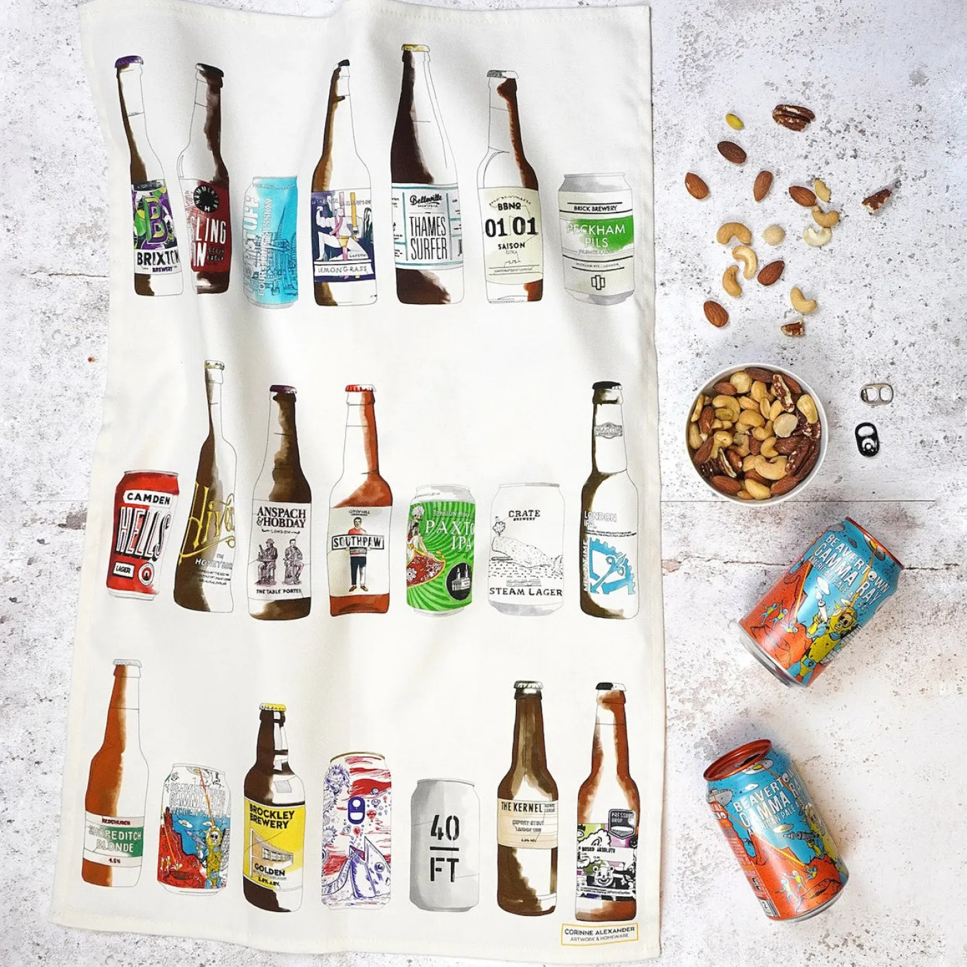Craft Beer Tea Towel by Corinne Alexander