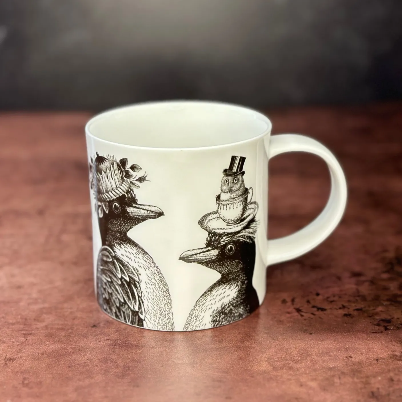 Sunday Best Penguins Bone China Mug - White