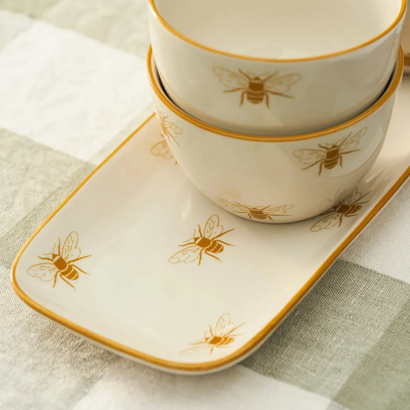 Bees Stoneware set of 3 Nibbles Bowls